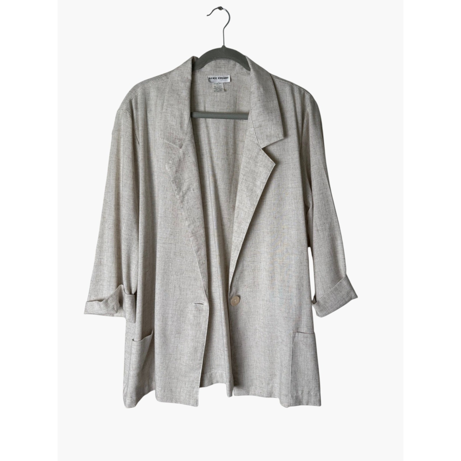 Vintage Alice Stuart Lightweight Oatmeal Beige Jacket Blazer Sz XL