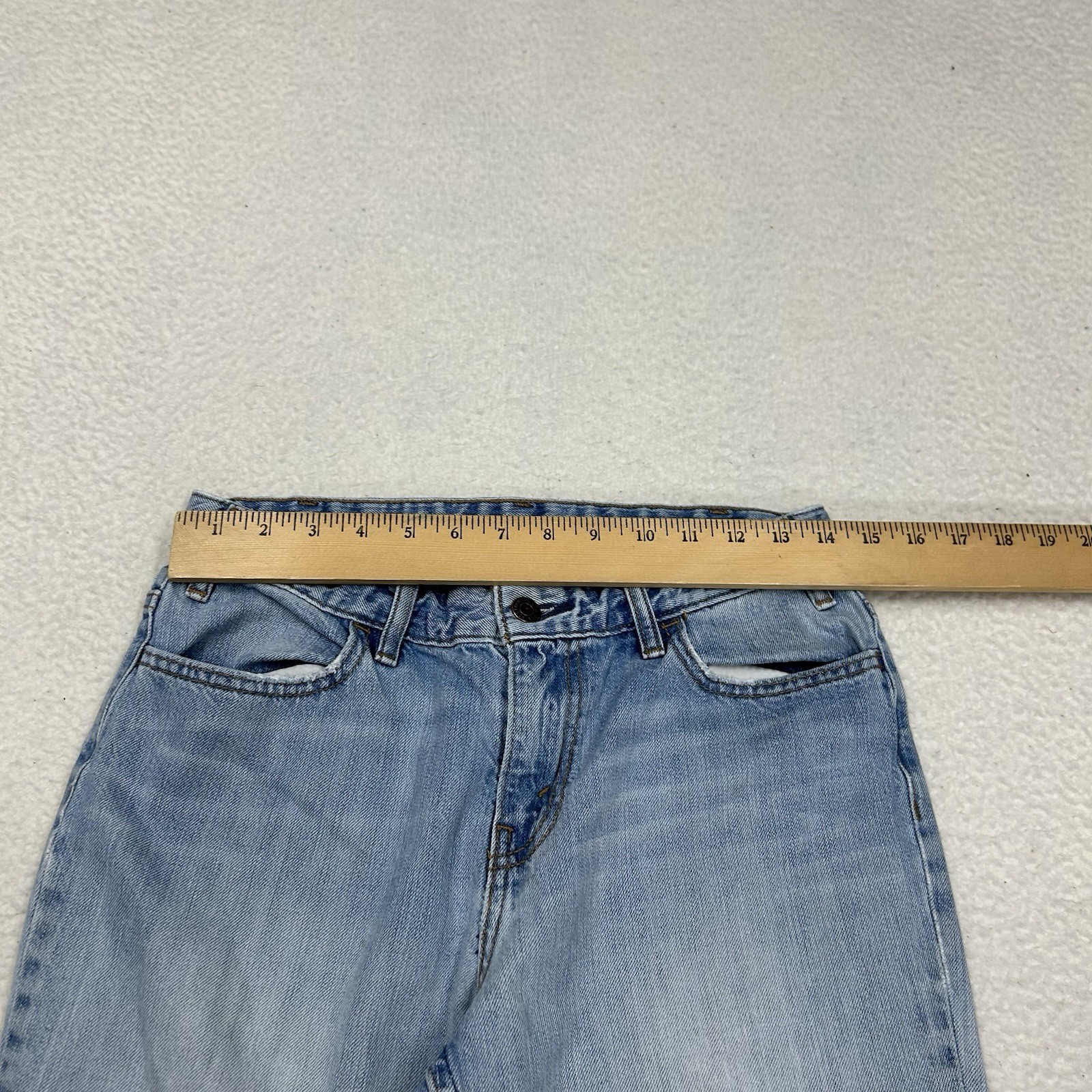 Vtg Levis Orange Tab Flare Leg Jeans Womens Sz 29 Light Wash Blue Denim Casual