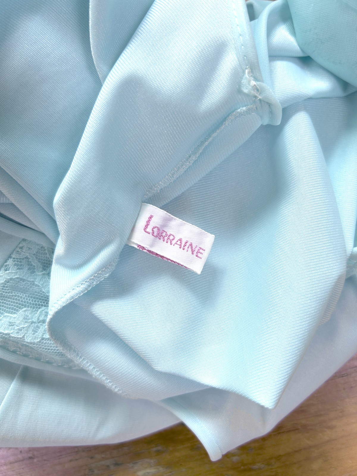 Vintage 60s Blue Babydoll Nightgown, Nylon, Lace Embroidery, Retro Romantic