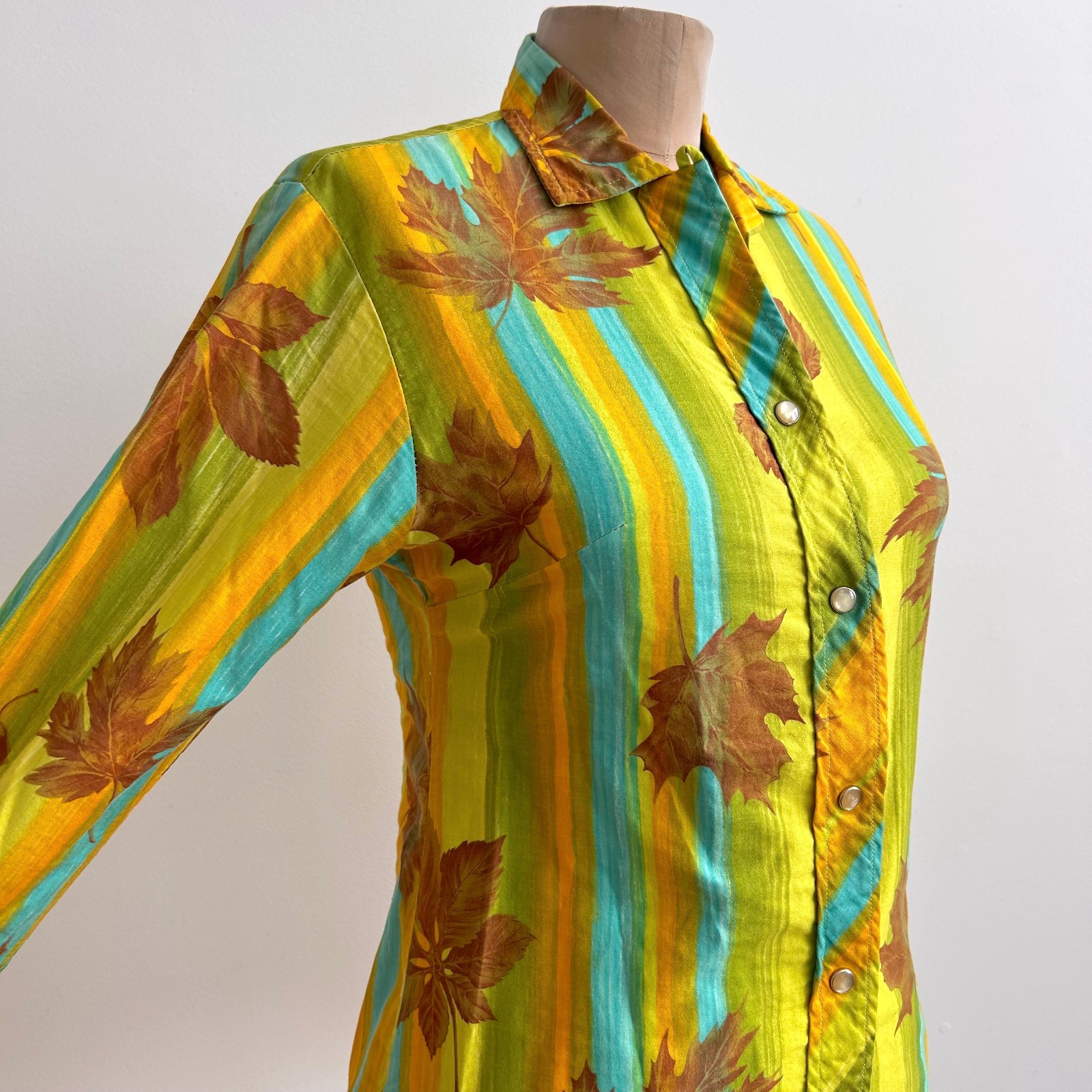 Mod Vintage 60s 70s H BAR C California Ranchwear Shirt sz XS 30 Pearl Snap