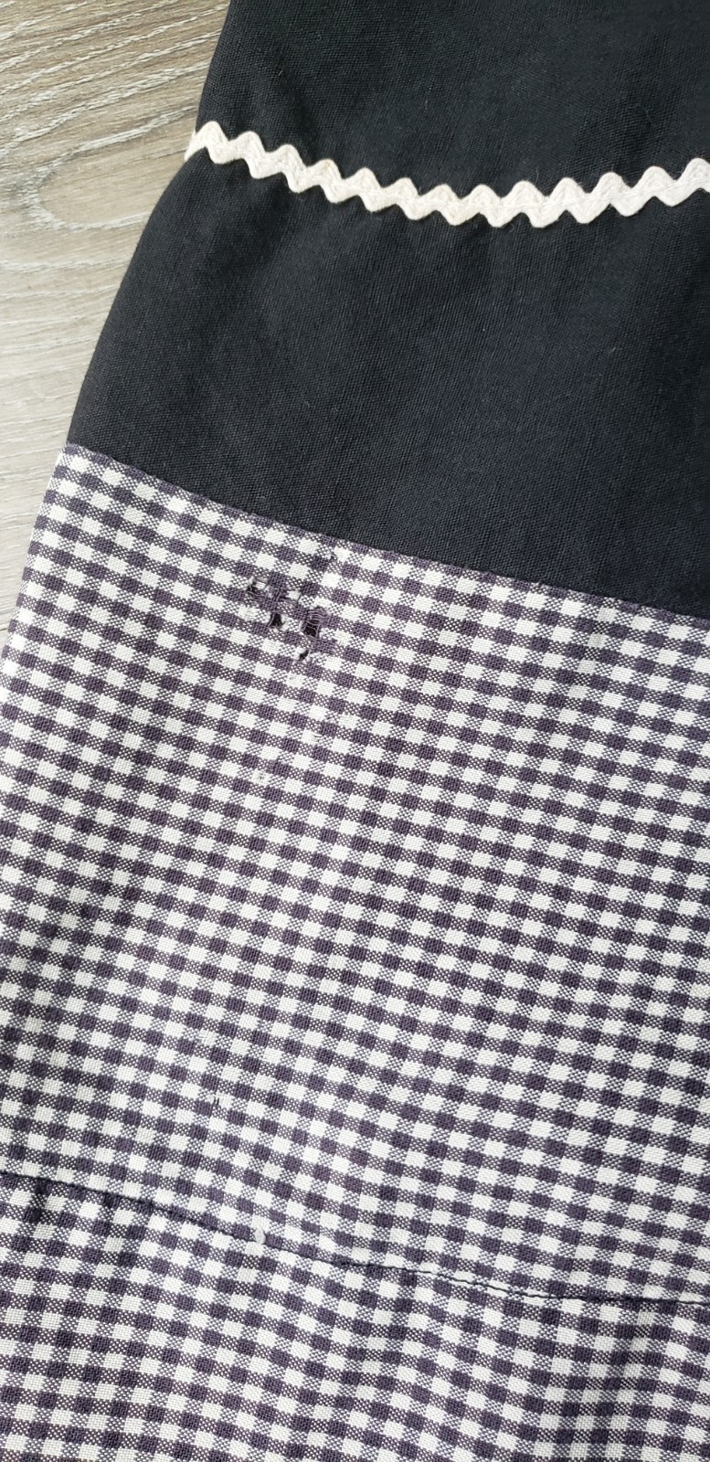 VTG 50s Black Gingham Rockabilly Dress Sz XS/S? Fit Flare Pinup Trad Wife DAMAGE