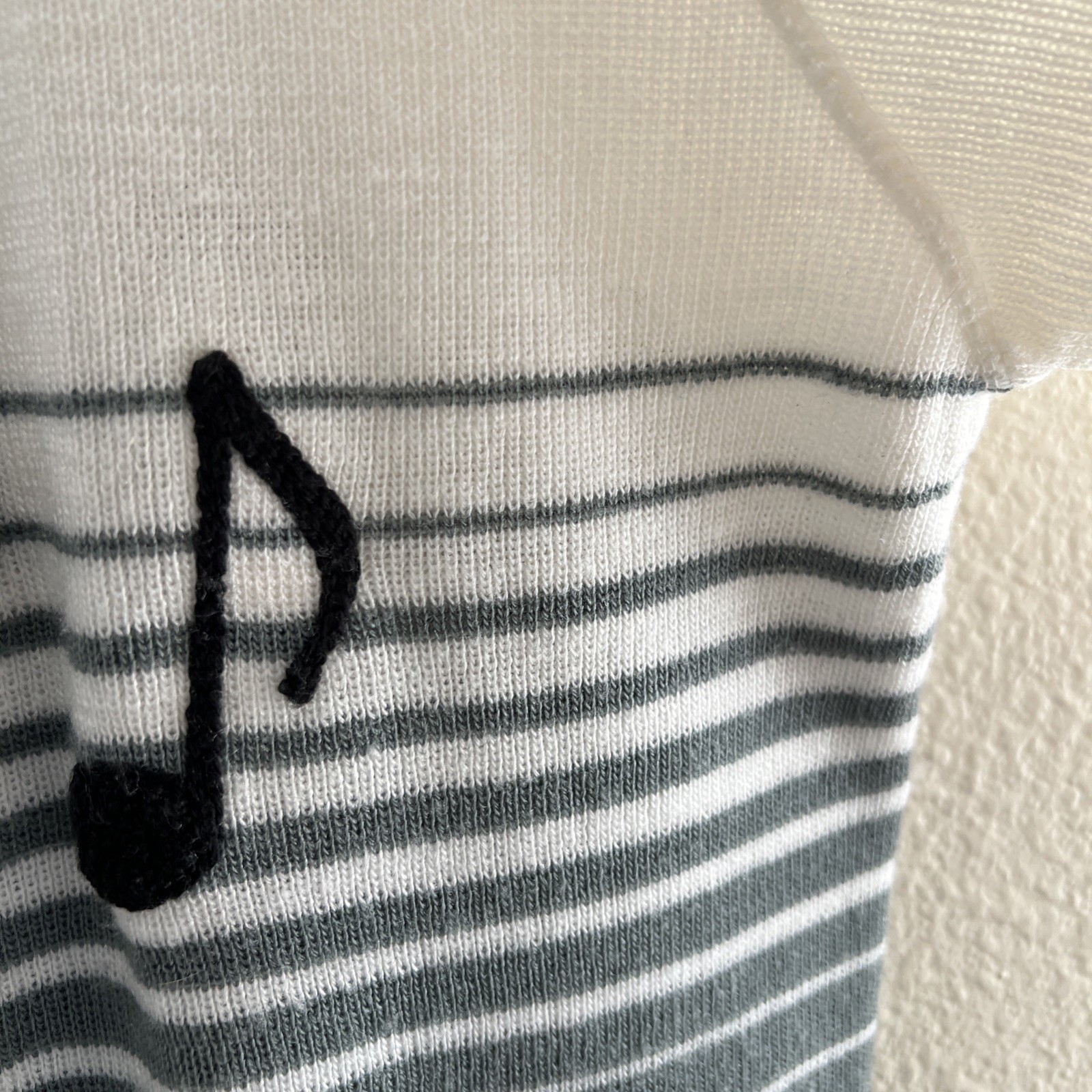 Vintage Cyn Les Shirlee Designs Sweater Embroidered Music Notes Size 42 Ombre
