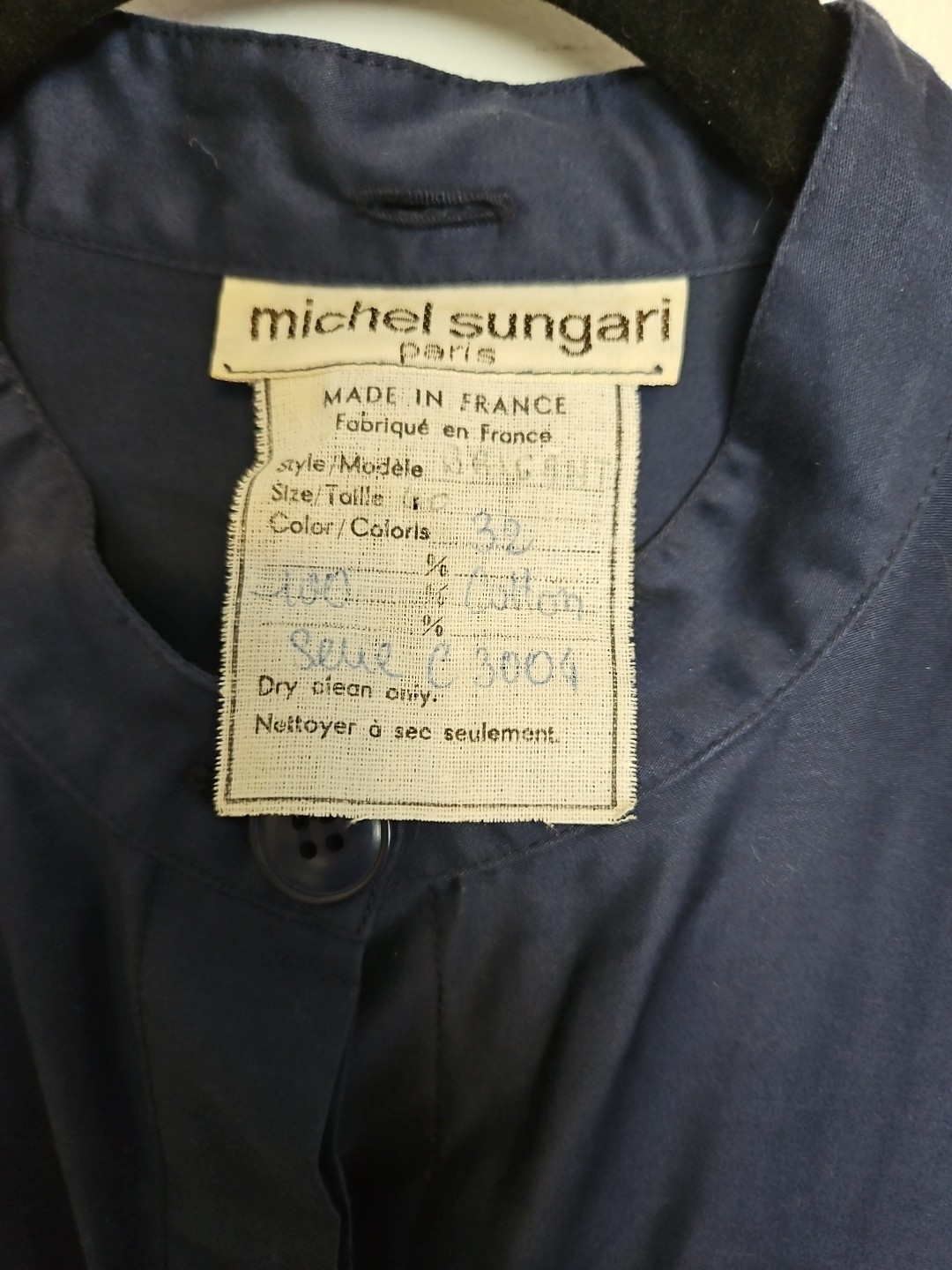 Michel Sungari Paris Vintage Blue Fitted Waist Trench Style Women’s Dresses Eu40