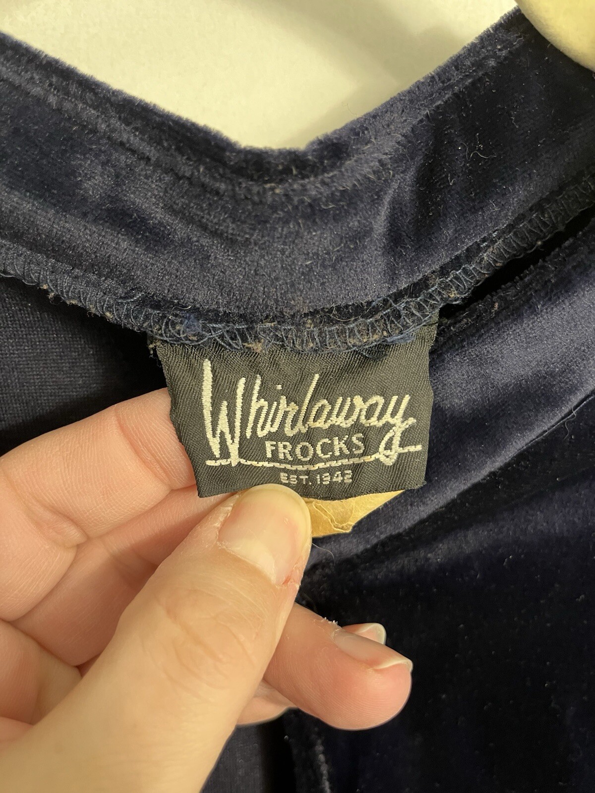 Vtg 60s Dark Blue Velvet Cocktail Dress Womens Size 18 Short Sleeve Slit Back