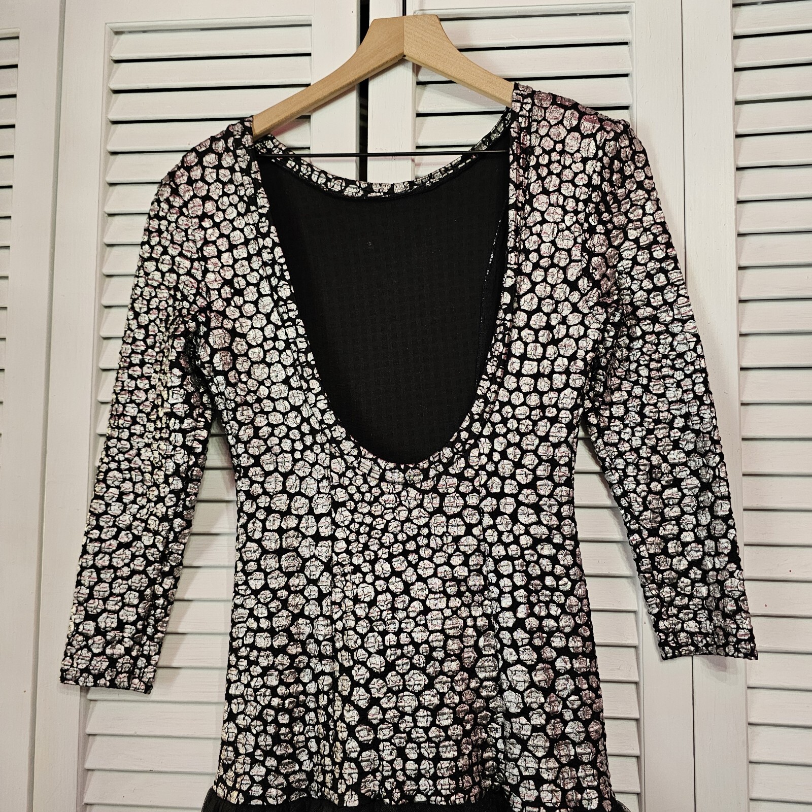Vintage 1980s French Formal Prom Dress Black And Silver