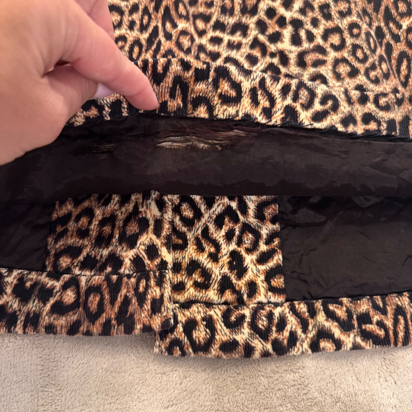 Vintage Leopard Corduroy Swing Coat Mob Wife Rockabilly Pinup Retro Jacket SZ M