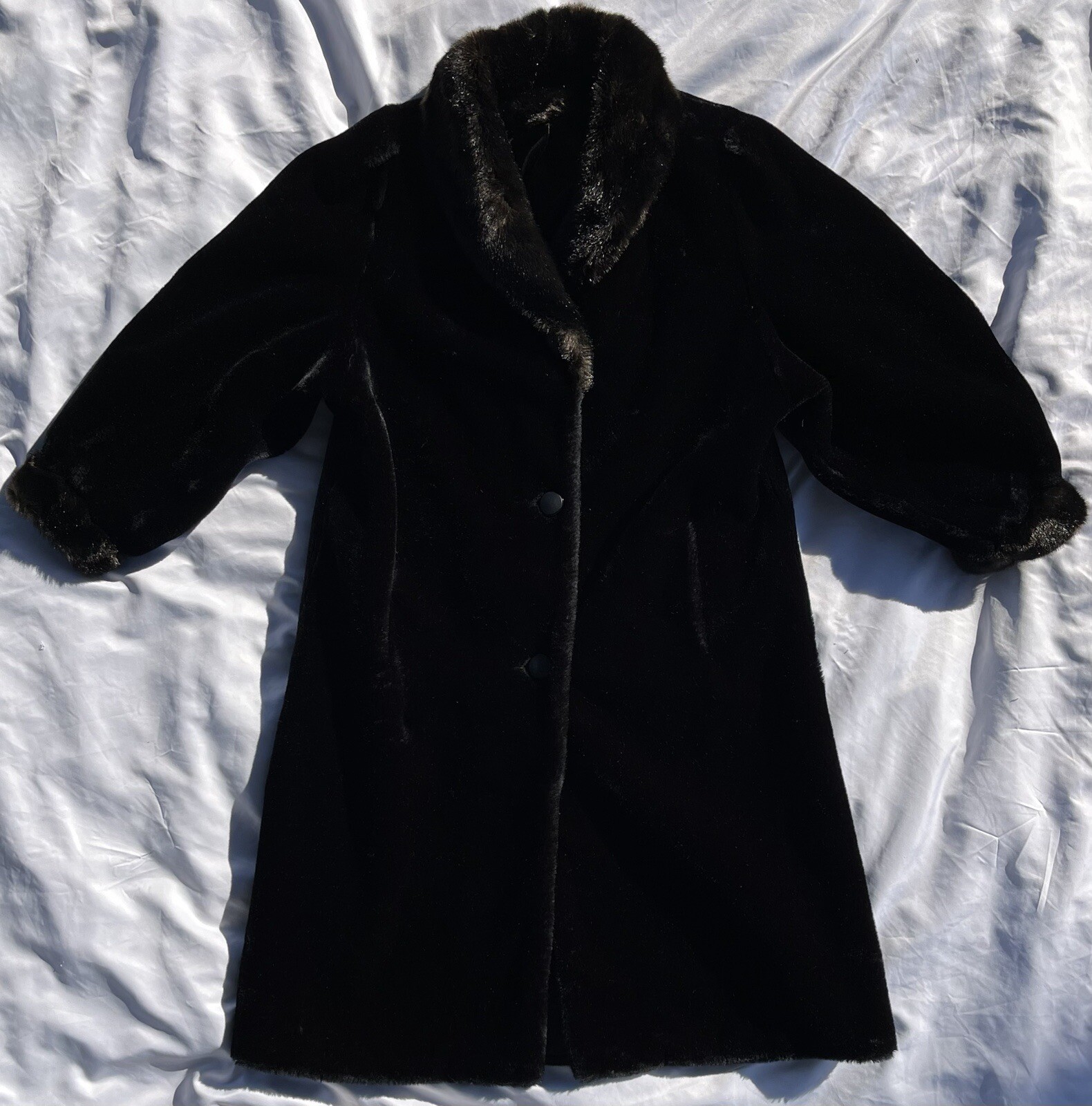 60s Faux Fur Coat Vintage Size M/L Black UnionMade