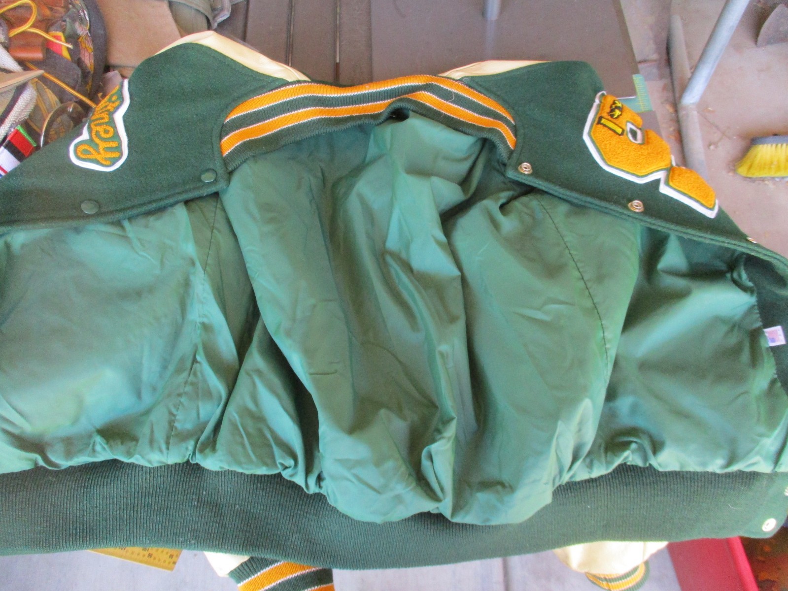 Shorecrest High School Letterman Varsity Jacket, Swimming, Leather Sleeves