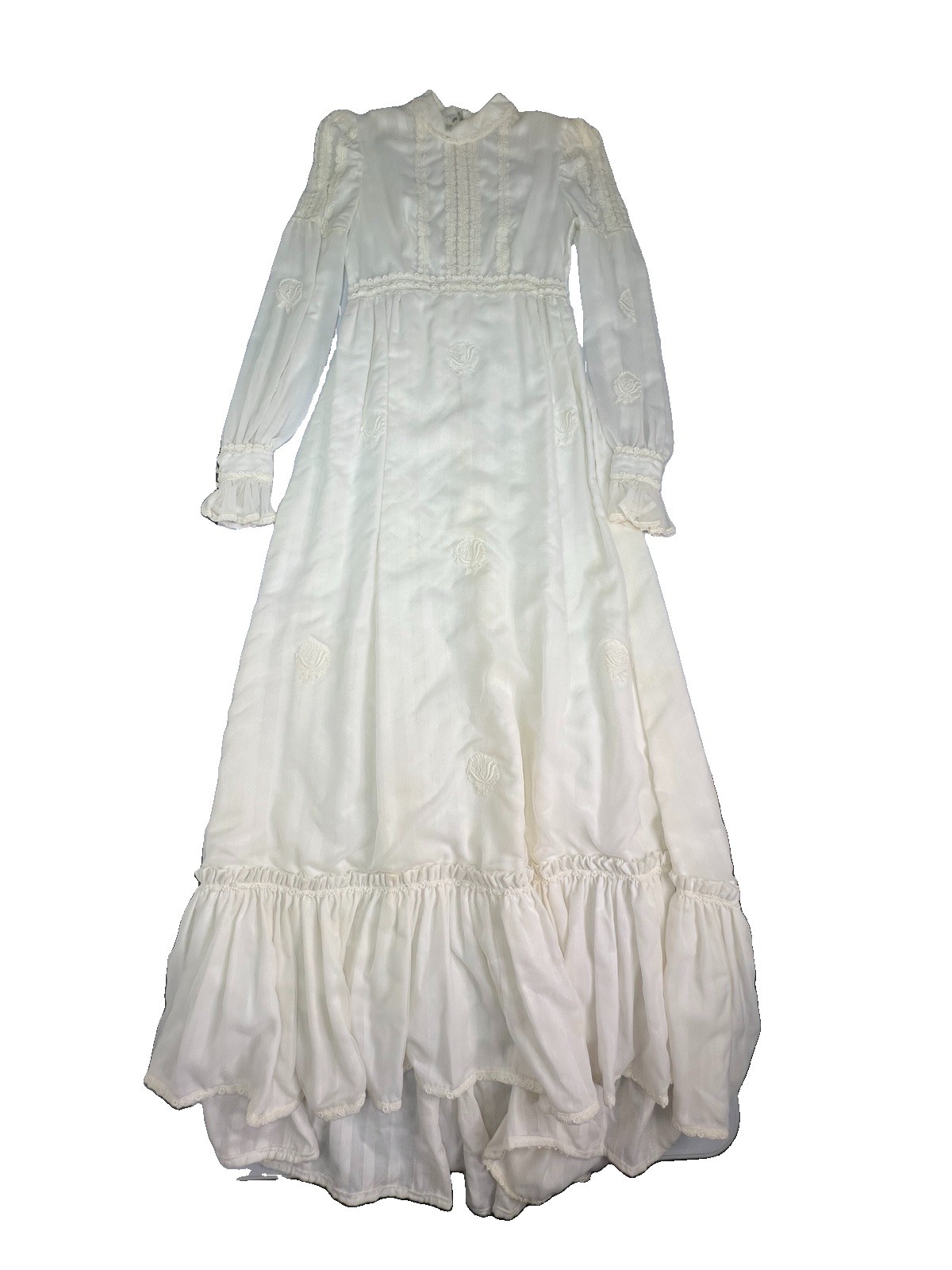 Vintage Eve Of Milady 1970’s Boho Prairie Wedding Dress w/Magazine Edwardian