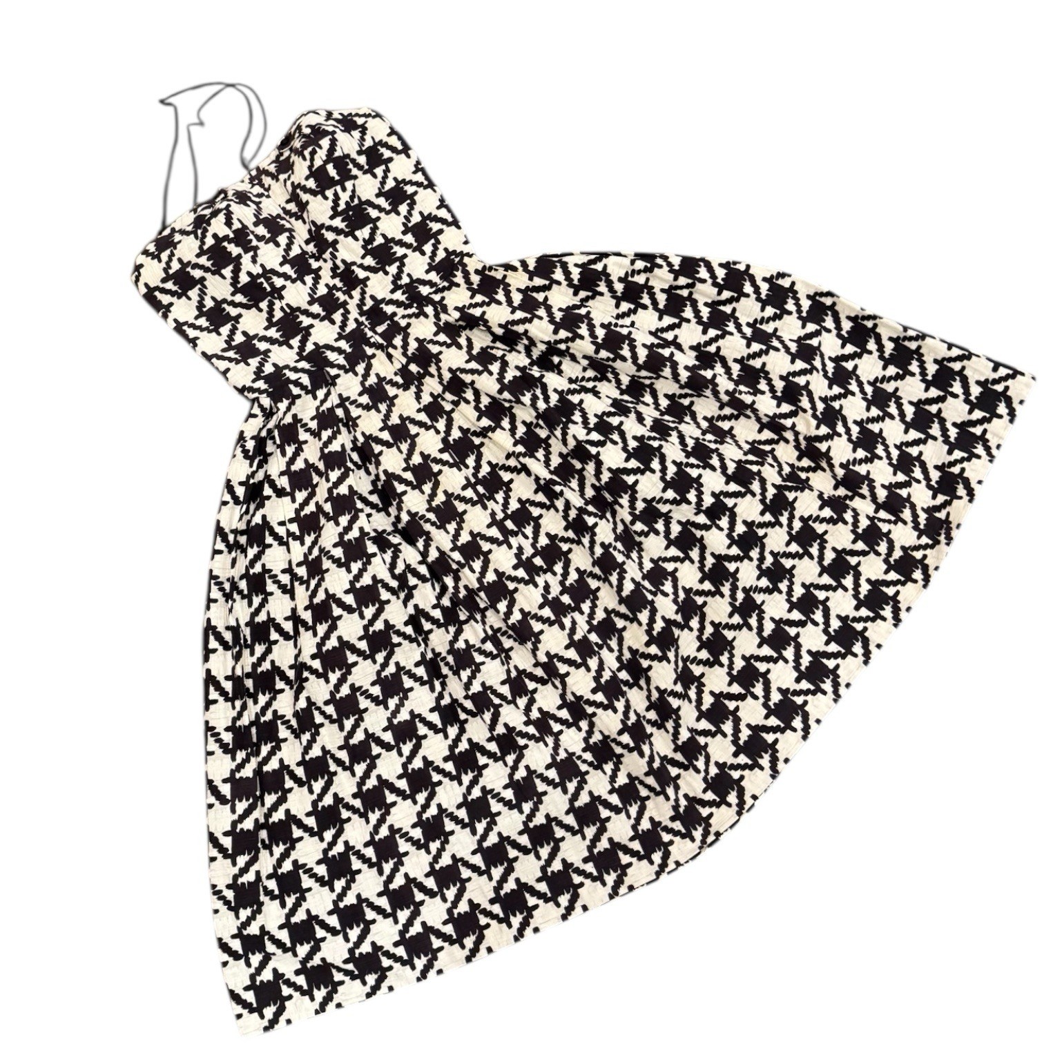 Vintage 50s Houndstooth Check Strapless New Look Fit & Flare Party Dress Town M
