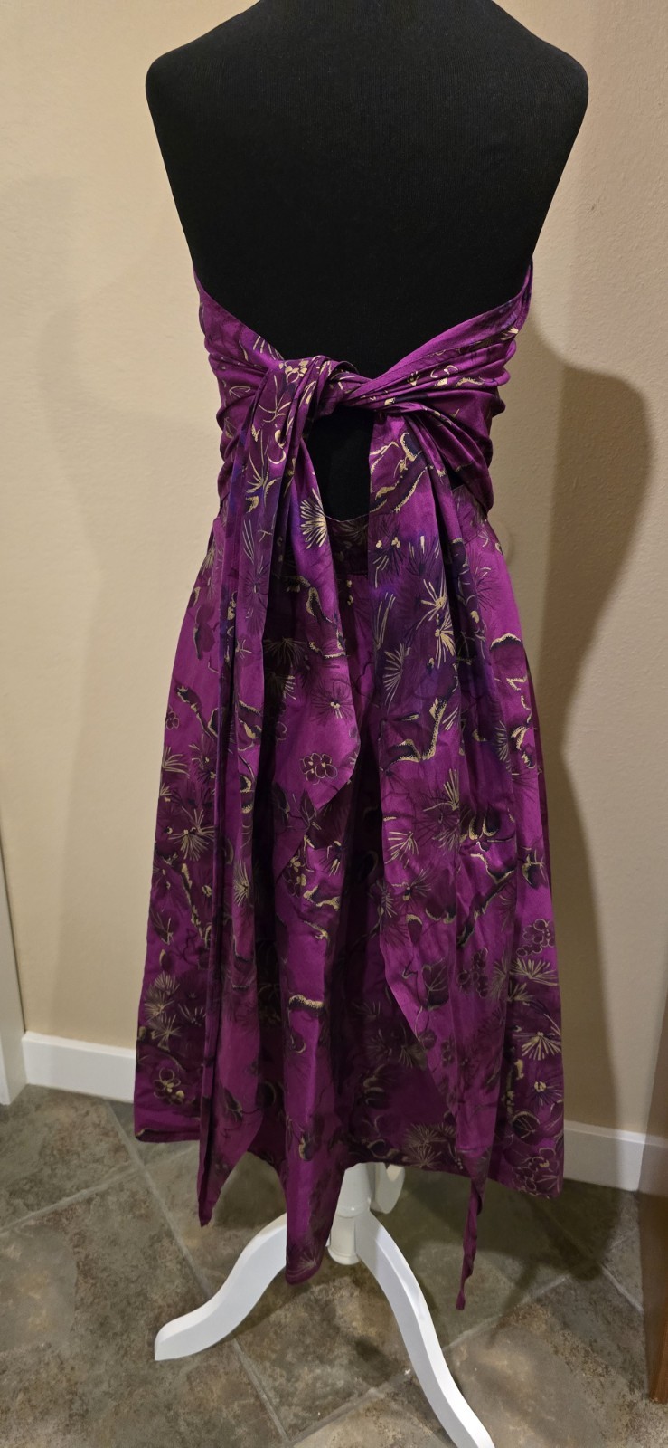 1950s Vintage Wrap Halter Top Hawaiian Purple Pinup Dress – Size Small