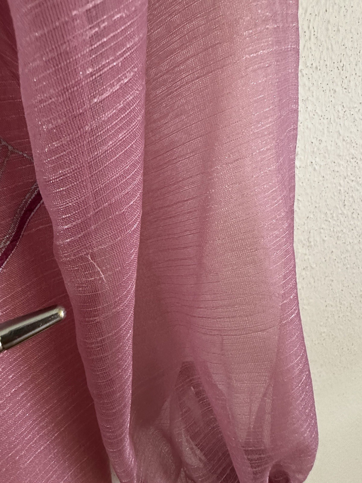Vintage 60s 70s Alfred Shaheen Pink Fan Print Hostess Shift Dress Sheer Sleeve