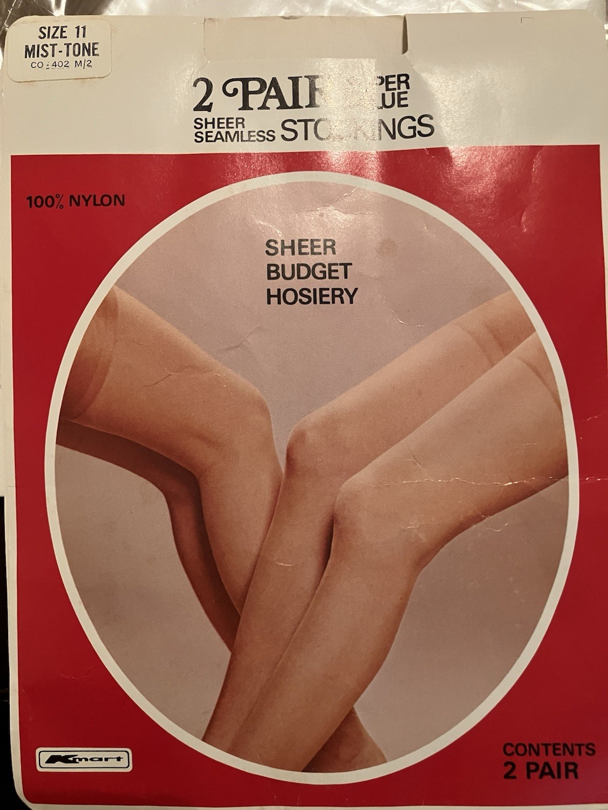 Vintage Stockings ( 2 Pairs ) Sheer Seamless Size 11 Mist-Tone Reinforced Toes