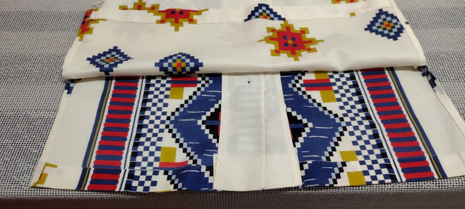 Alex Coleman Geometric Mini Dress Blue Tribal Sleeveless Top Cotton Belted M/L