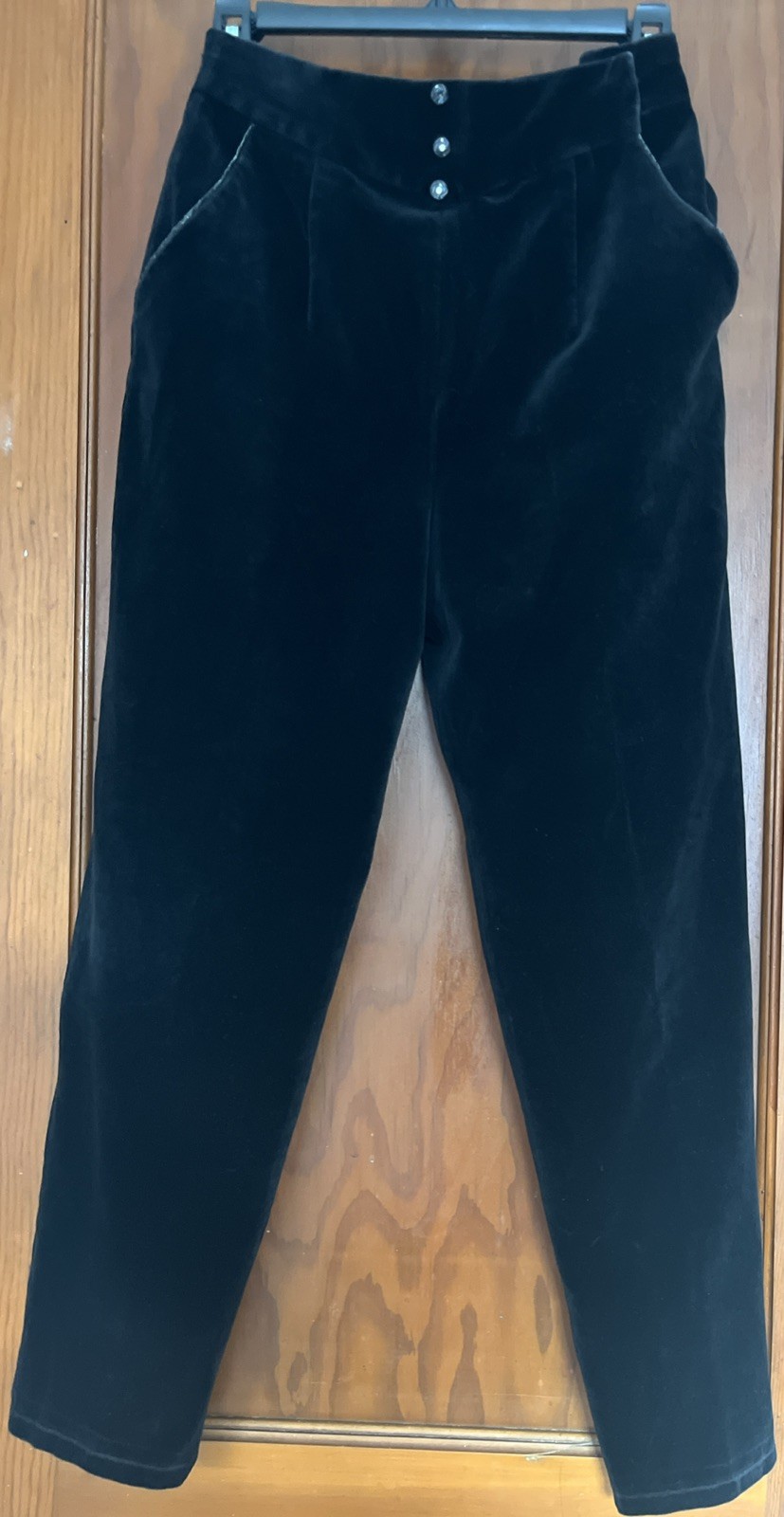 Vintage 80s Niedieck Women’s Black Velvet High Rise Tapered Pants Sz 28×26