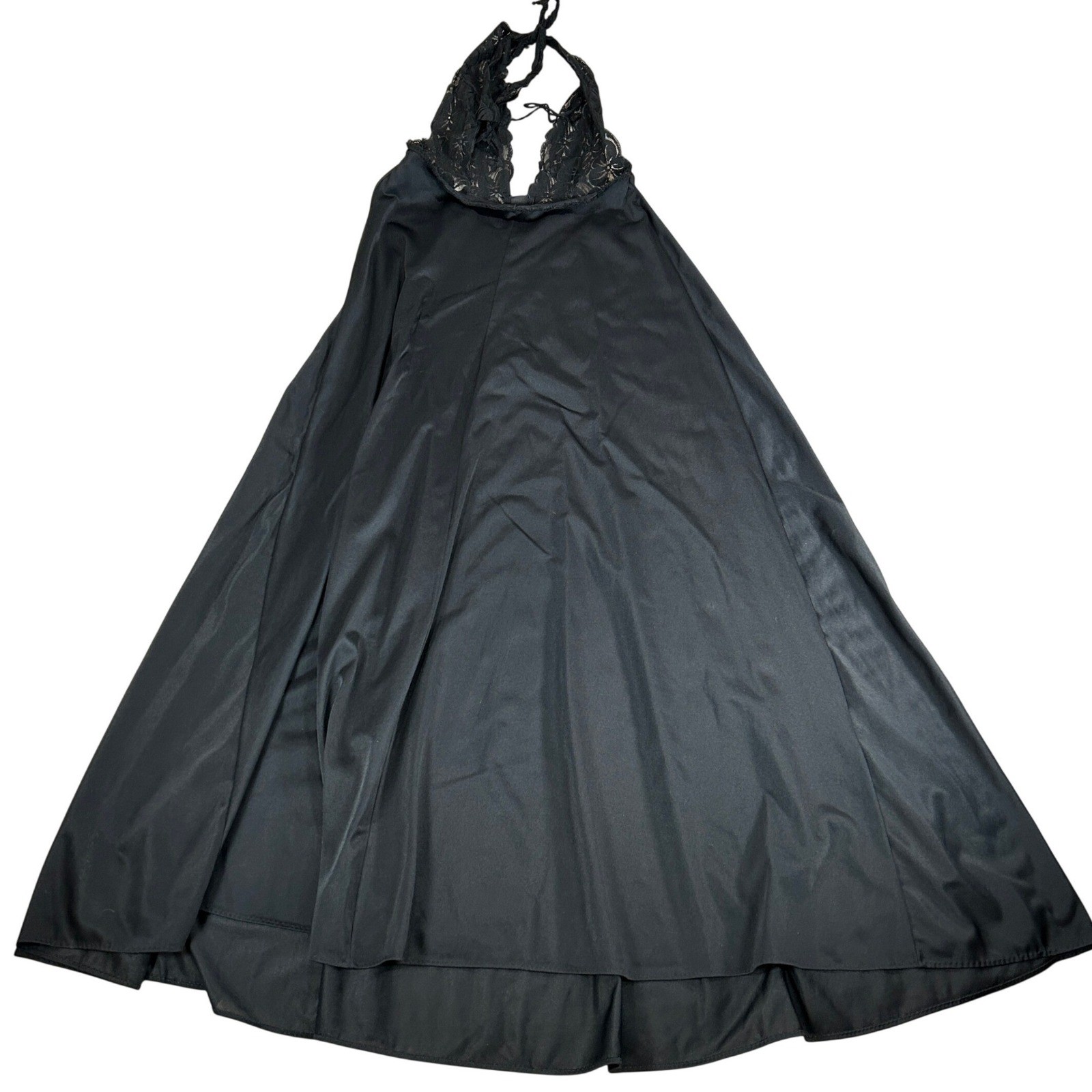Vintage Glydons Hollywood Black Lace Halter Maxi Nightgown Lingerie Dress Small