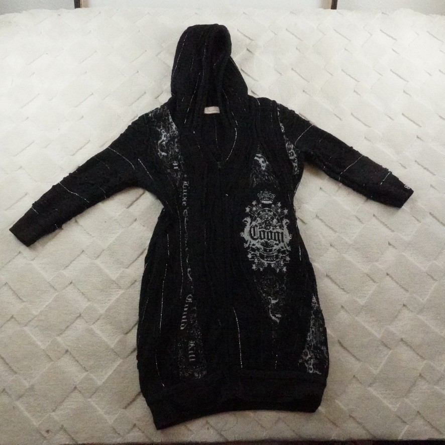 Rare Vintage 90’s Coogie 3D Knit Zip Up Hoodie Dress