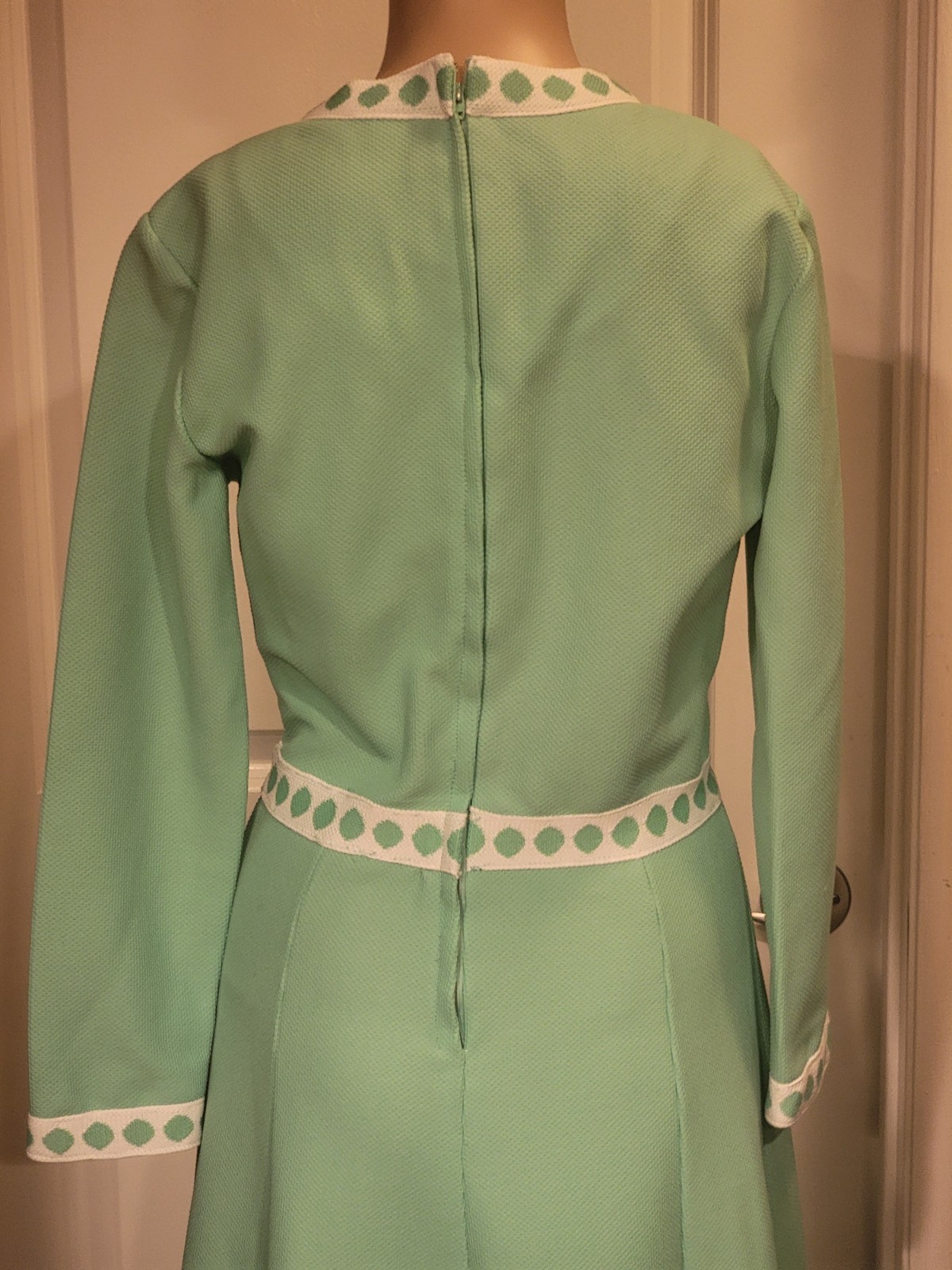 VTG 70s Shady Lane Jonathan Logan Green Mod Knit Maxi Dress