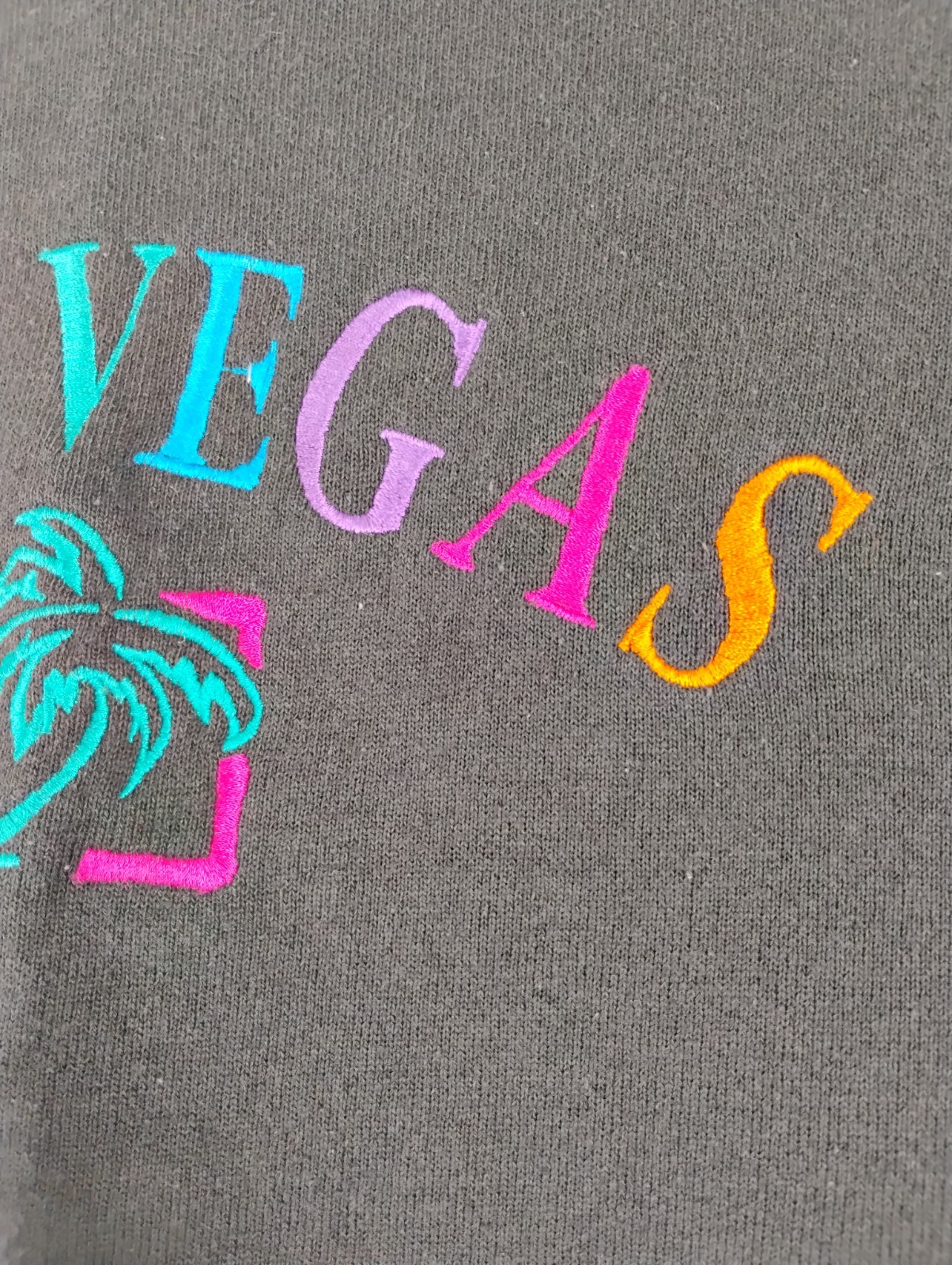 Vintage 90s Las Vegas NV Embroidered Sweater Women Size XL Fits L Black USA Made