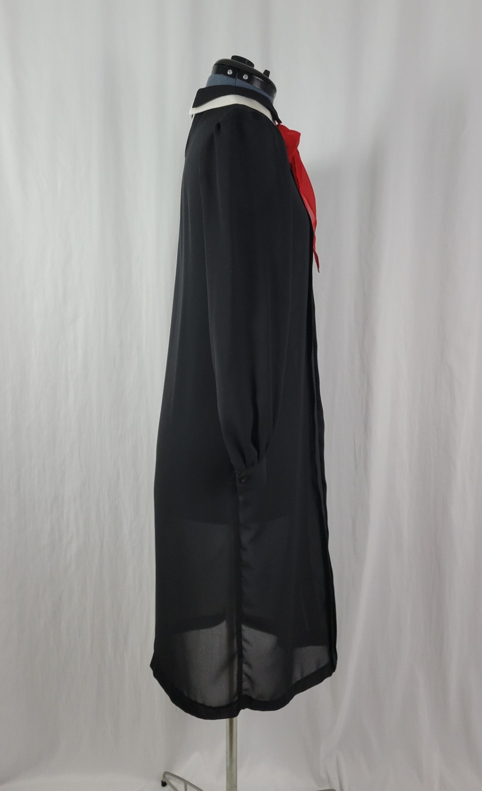 Vintage You Babes 2 Black Shift Dress w White Undercollar & Red Tie Size XS/S?
