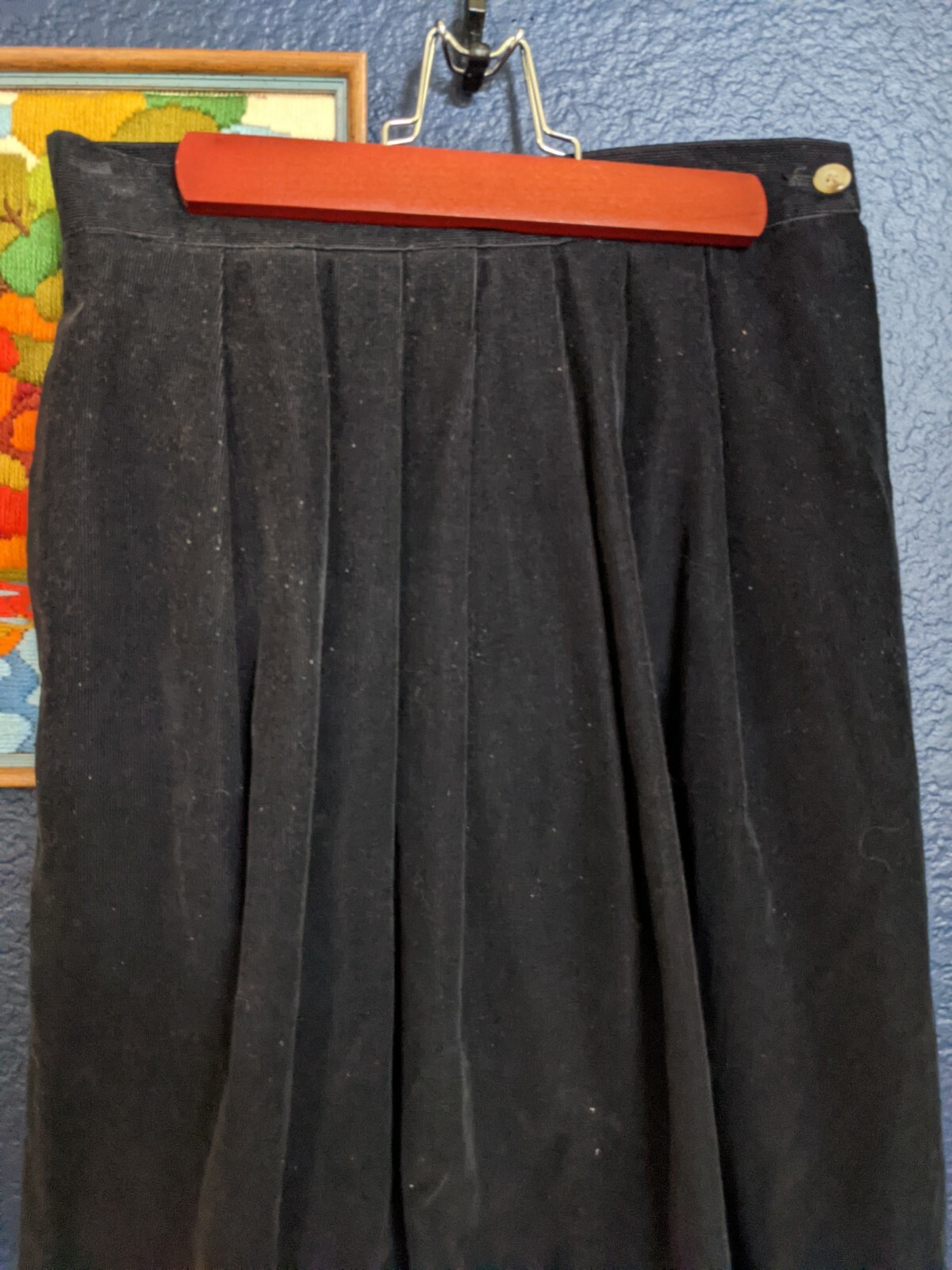 VTG Allen Lolly Nottingham England Black Corduroy Skirt Cotton 8 Petites Medium