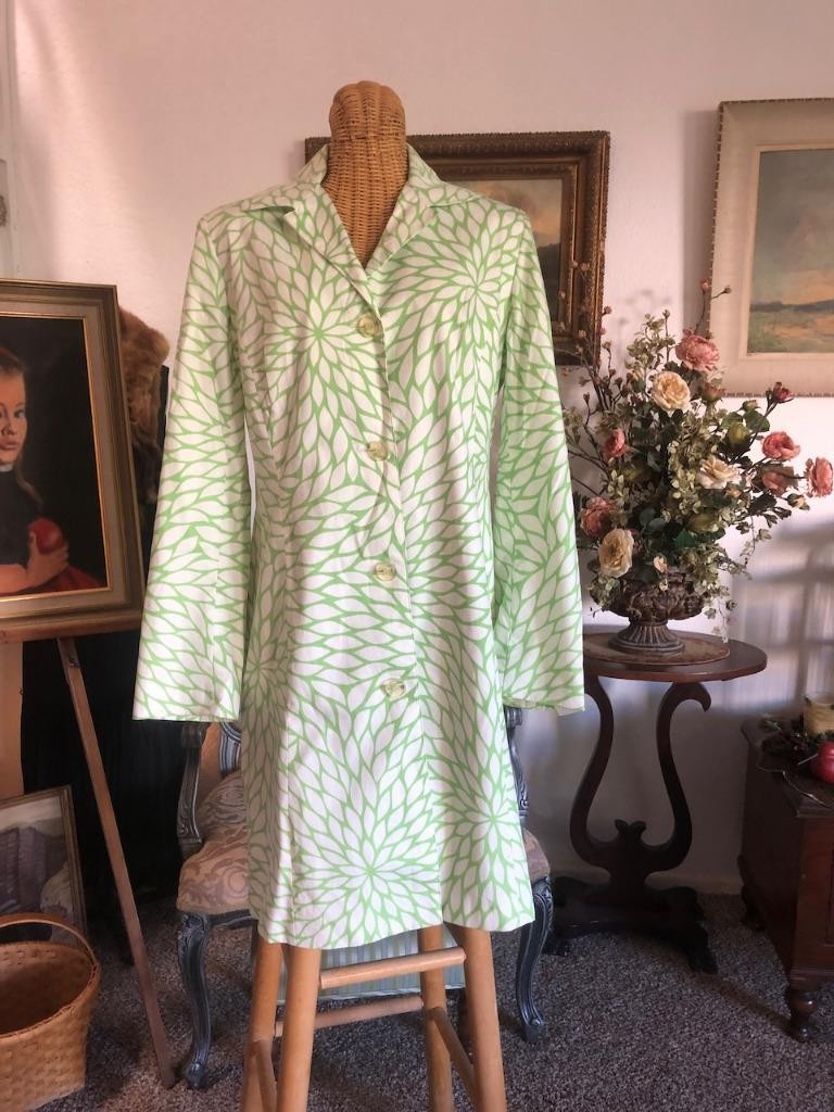 70’s Yves Cossette Depeche Mode Mod Podge Green French Design Coat Lime White 14