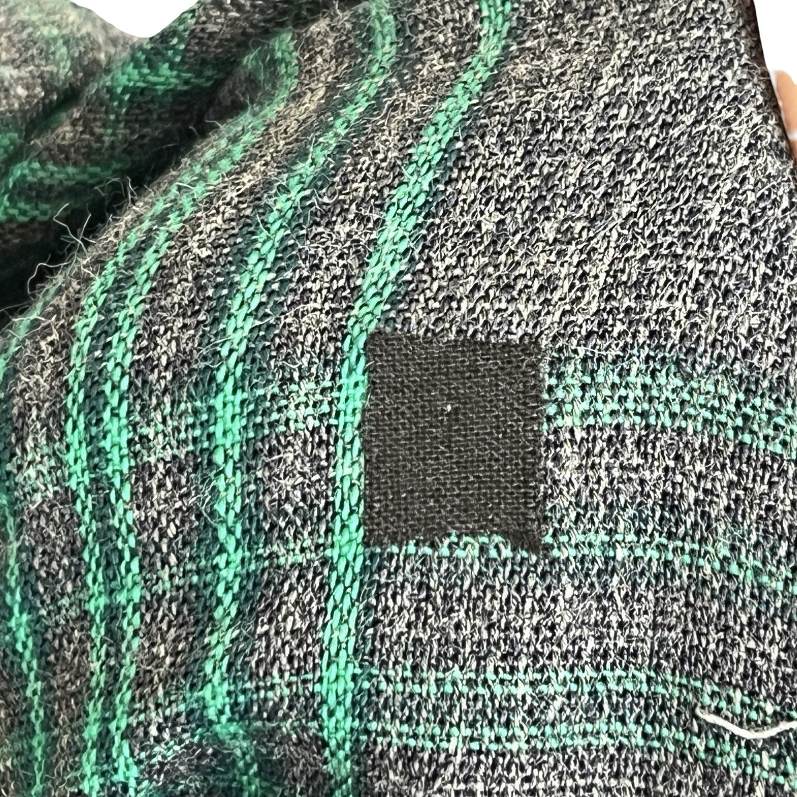 Vintage 60s Gray and Green Plaid Shift Dress Classic Buttons
