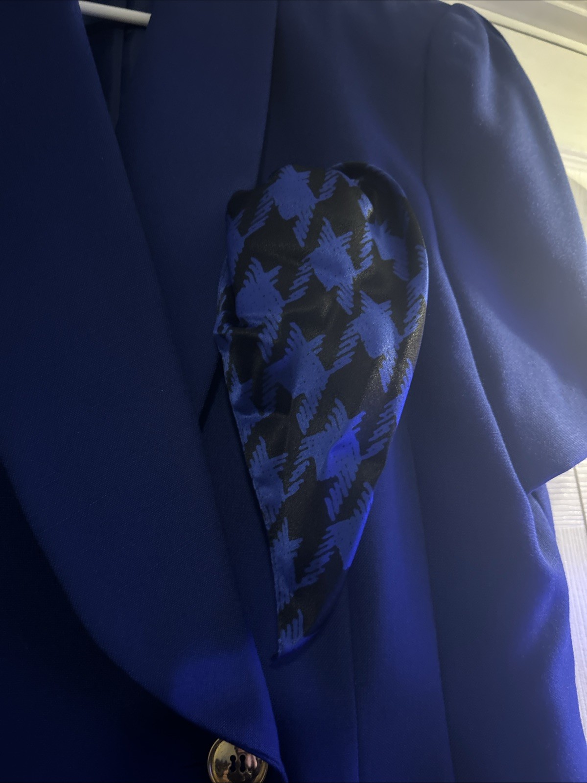 Vtg Kasper for ASL Royal Blue Dress 80s 90s Gold Button Horsebit Office Career
