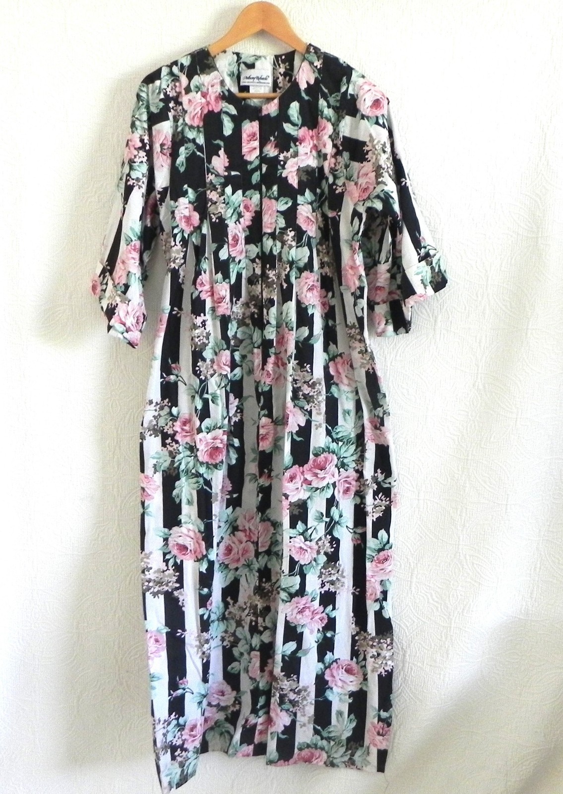 Anthony Richards House Coat/Dress/Coverup 1/2 Zip 3/4 Sleeve Relaxed Size T/S
