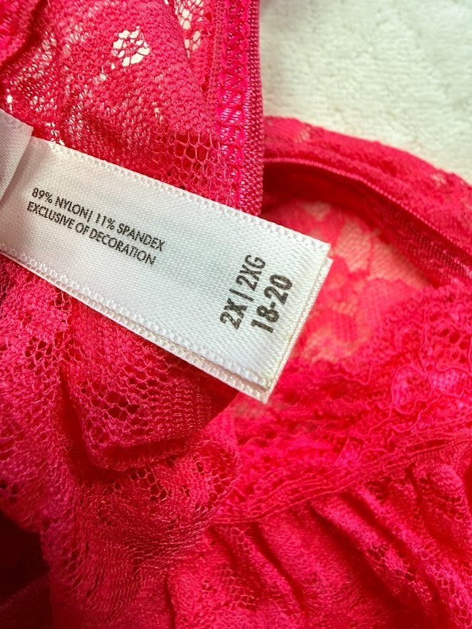George lace nightgown Womens 2XL (18-20) babydoll magenta pink Intimate Lingere