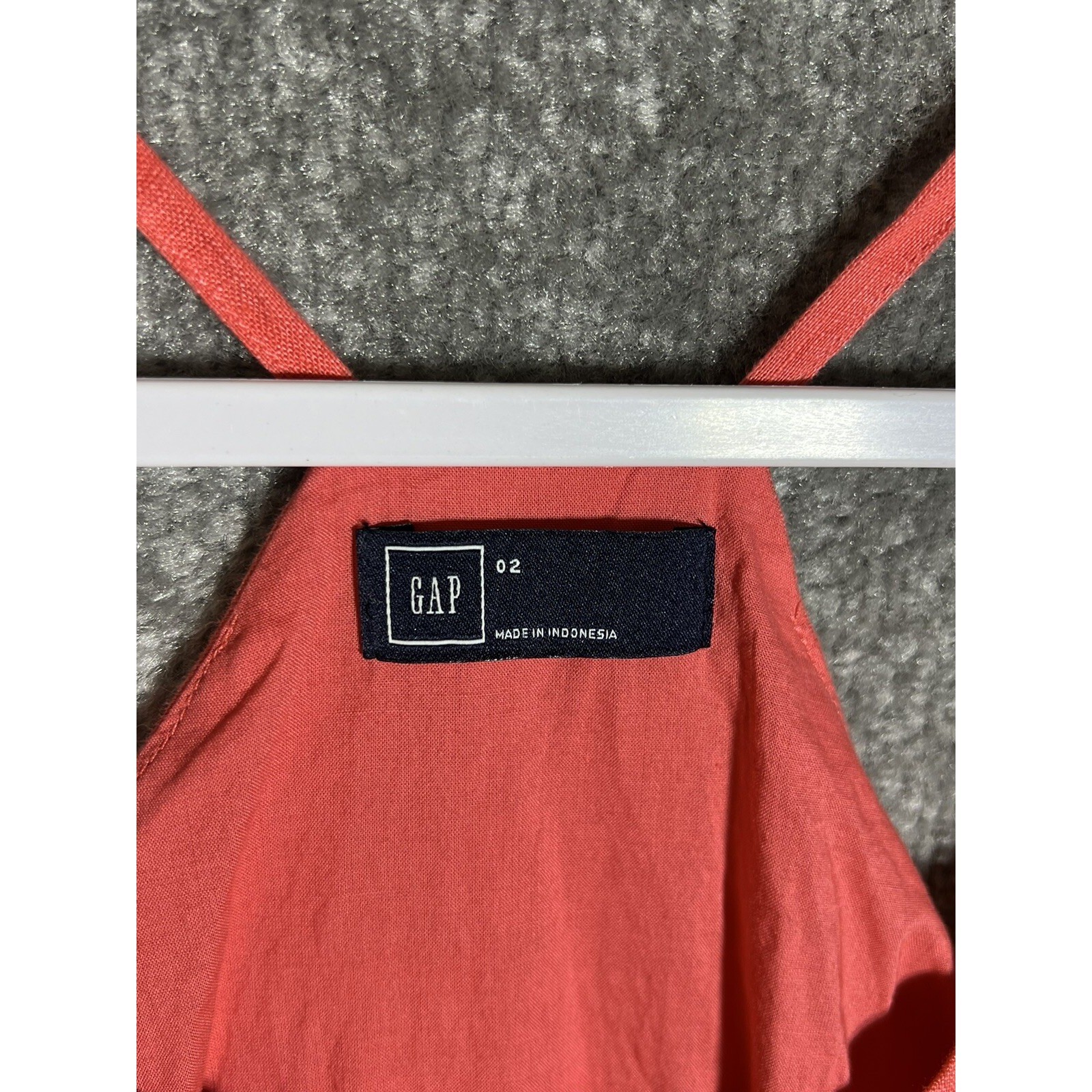 Gap Linen Cami Dress Womens Size 2 Fire Coral Lined Pockets Racerback A-Line
