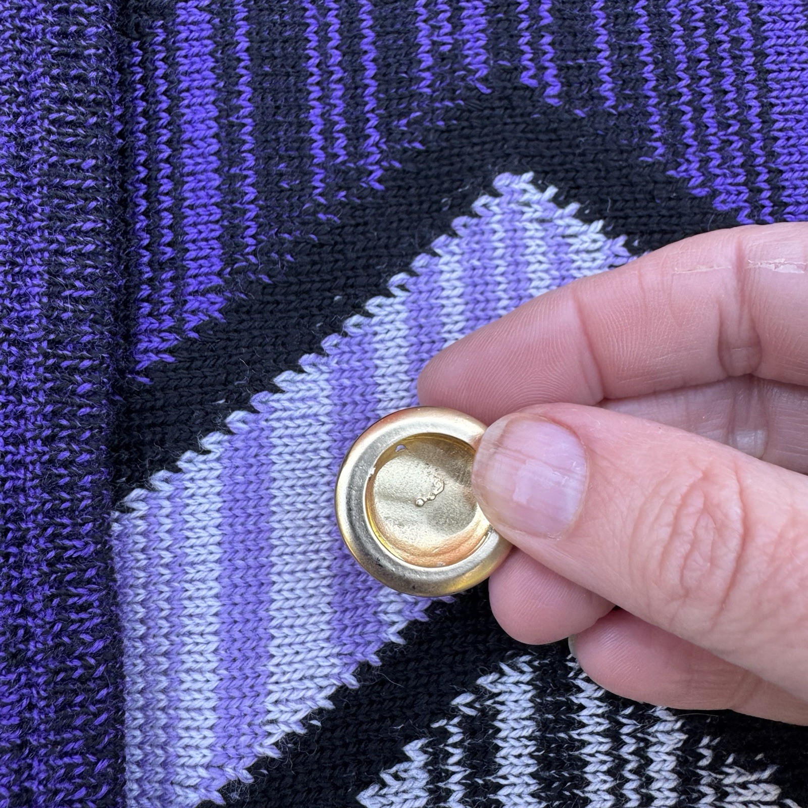VTG 90s Gianni Versace Virgin Wool Cardigan Sweater Colorful Gold Buttons S READ