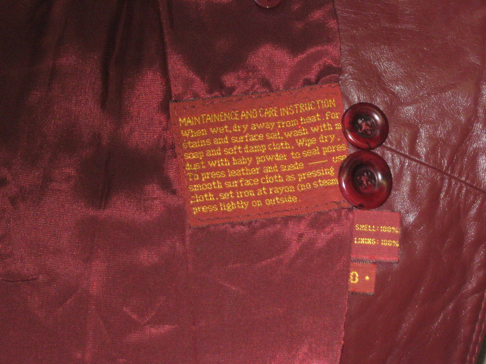 Stylish Vintage TFC Burgundy Leather Coat/Jacket Size 10 #CL15