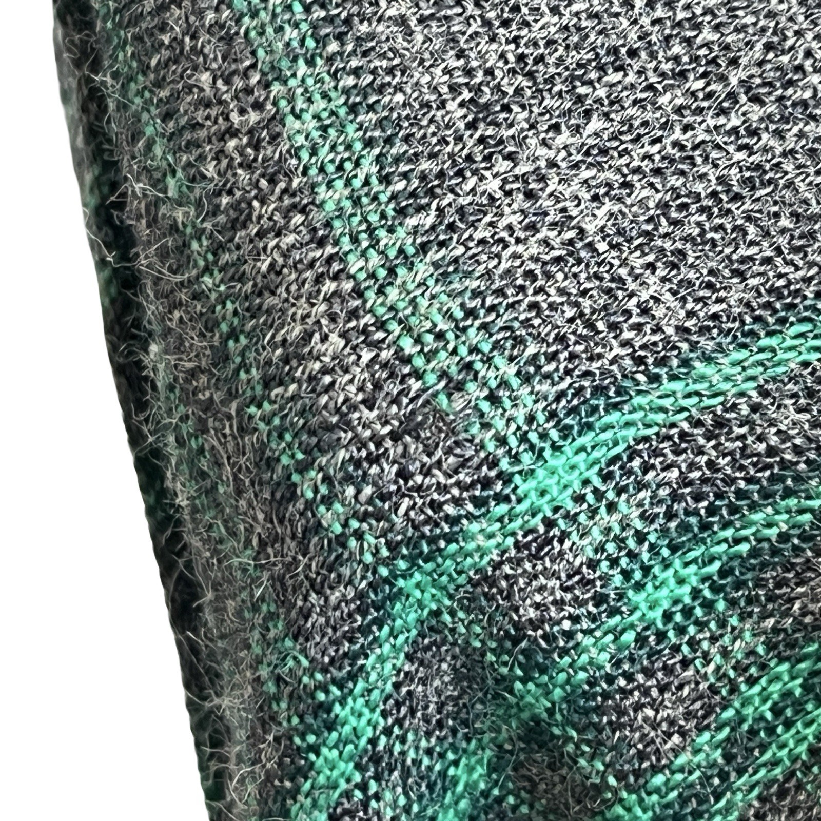 Vintage 60s Gray and Green Plaid Shift Dress Classic Buttons