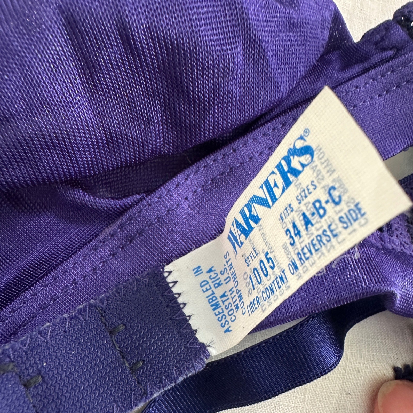 Warner’s Bralette Vintage 90s Purple Mesh Lace Wireless Bra 34 A-B-C Style 1005