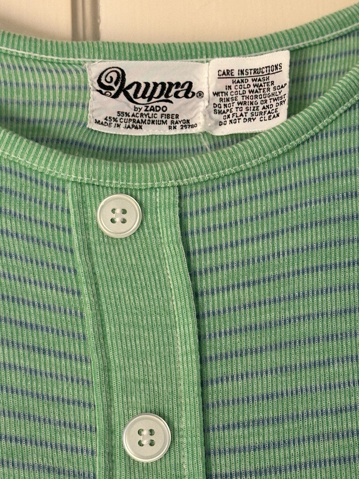 Vintage 70s/80s Kupra by Zado Women’s Tank Top Size M Mint Green/Periwinkle Cute