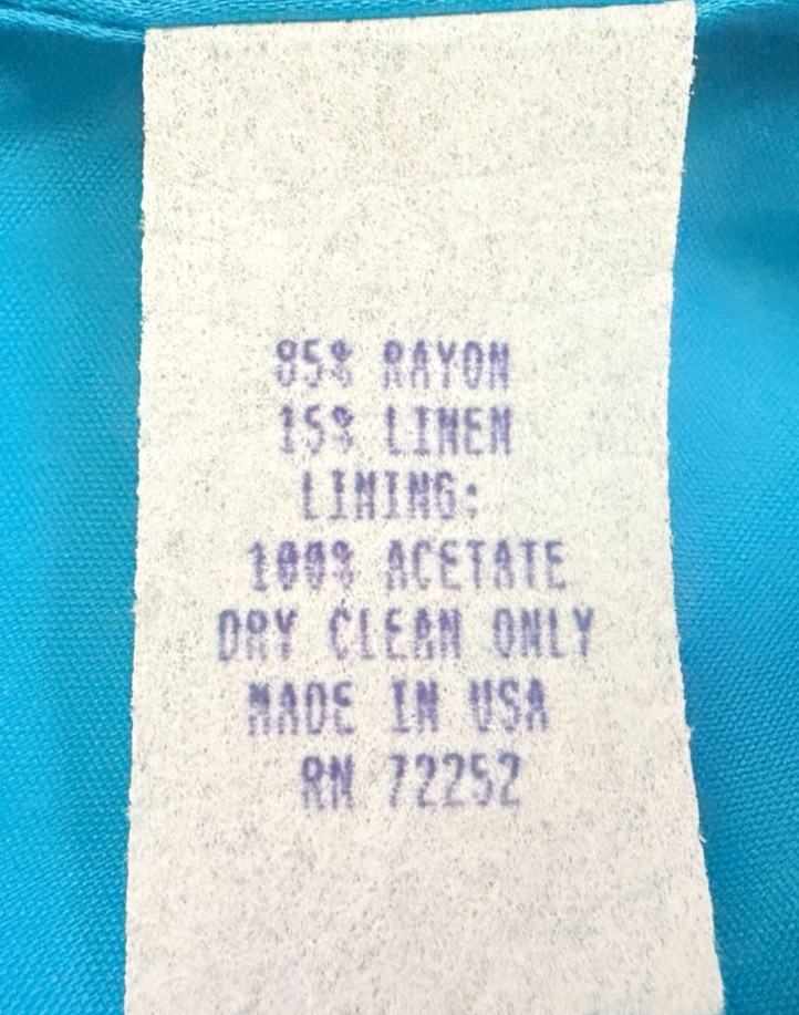 Vtg. SAKS FIFTH AVENUE Rayon/Linen Blend Color-Block Dress Size 10