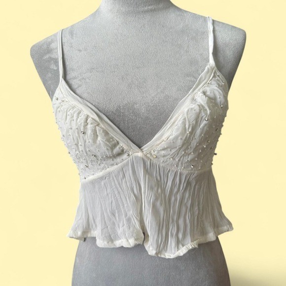 Vintage 90s/Y2K DARE Beaded Crinkle Cami