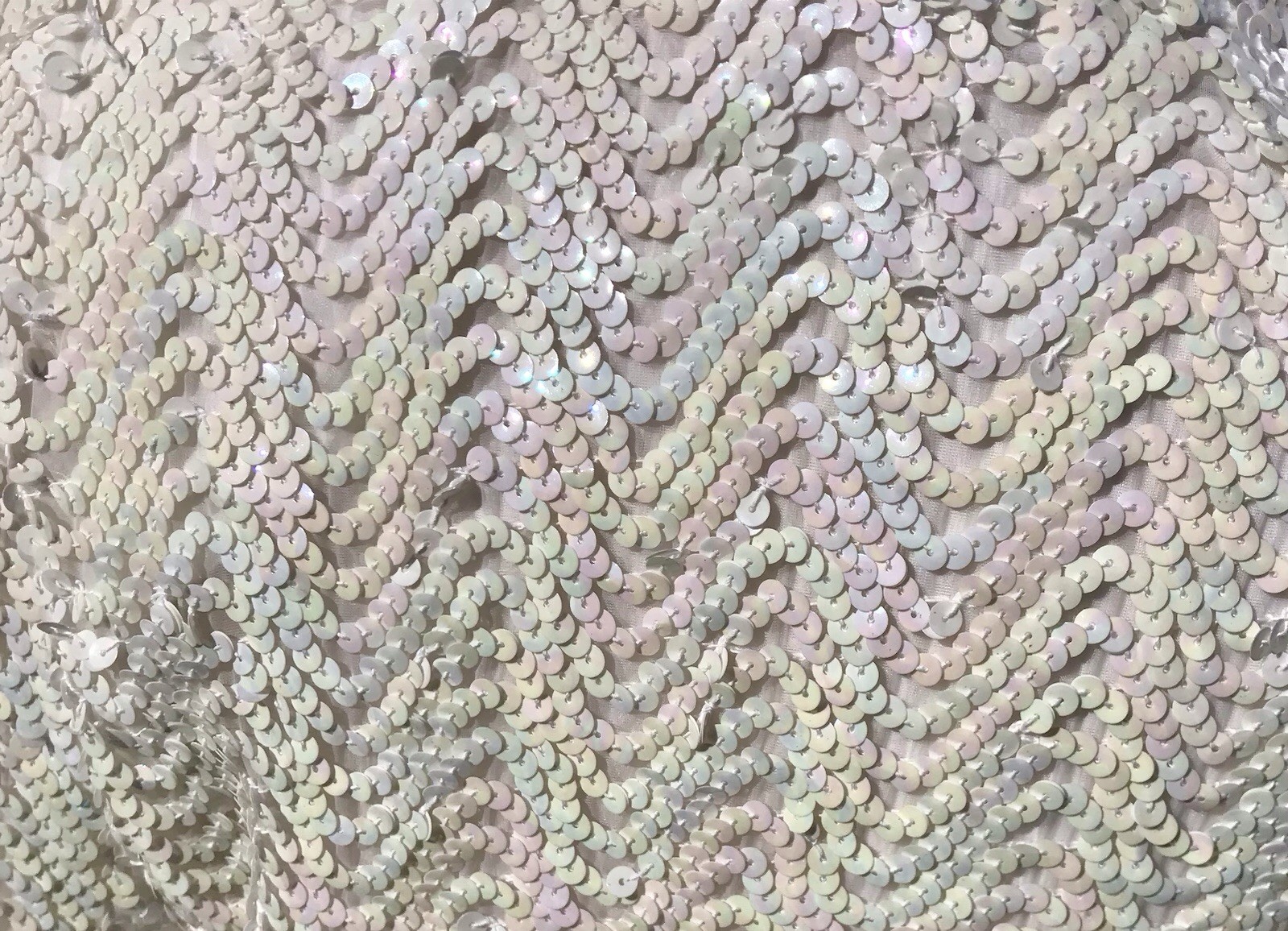Vtg 70s 80s Lilly Diamond Calif Sequin Iridescent White Jacket S M Cardigan Coat