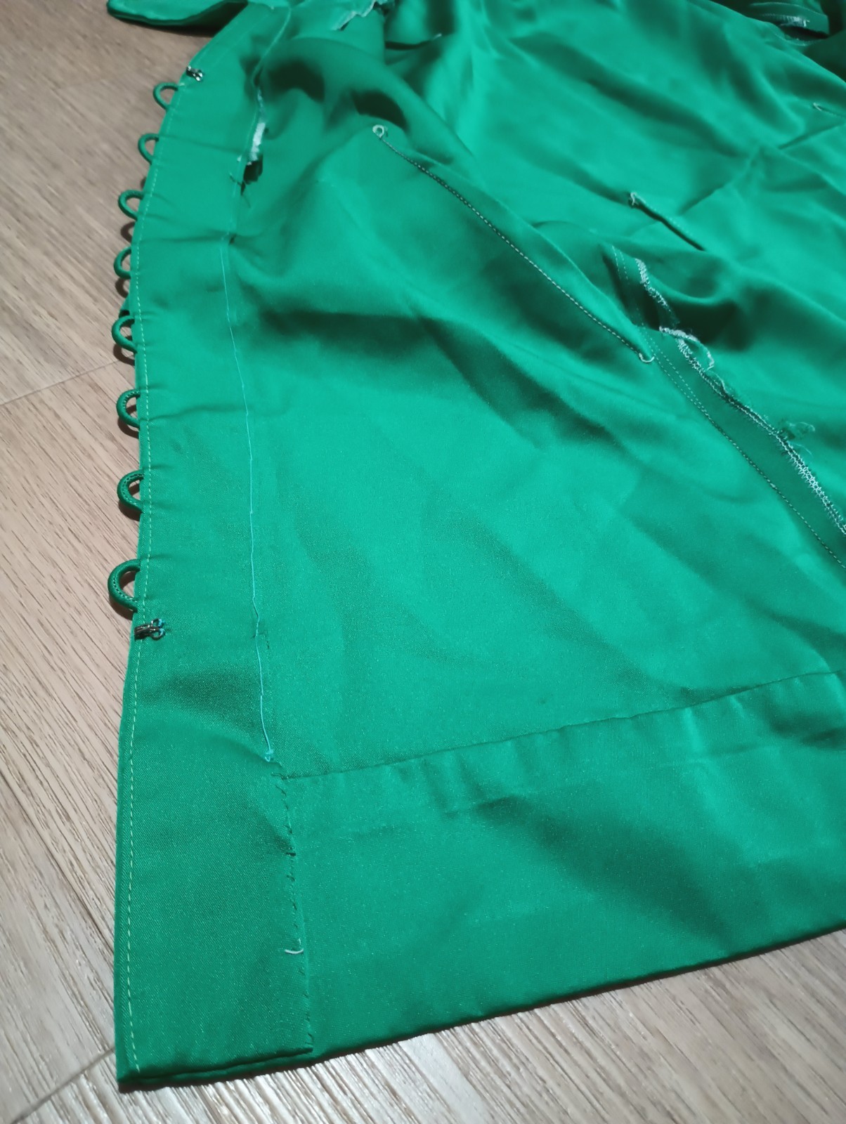 Vtg 60s LIZ Kelly Green Fitted Blouse Button Down Top MOD Career Business S