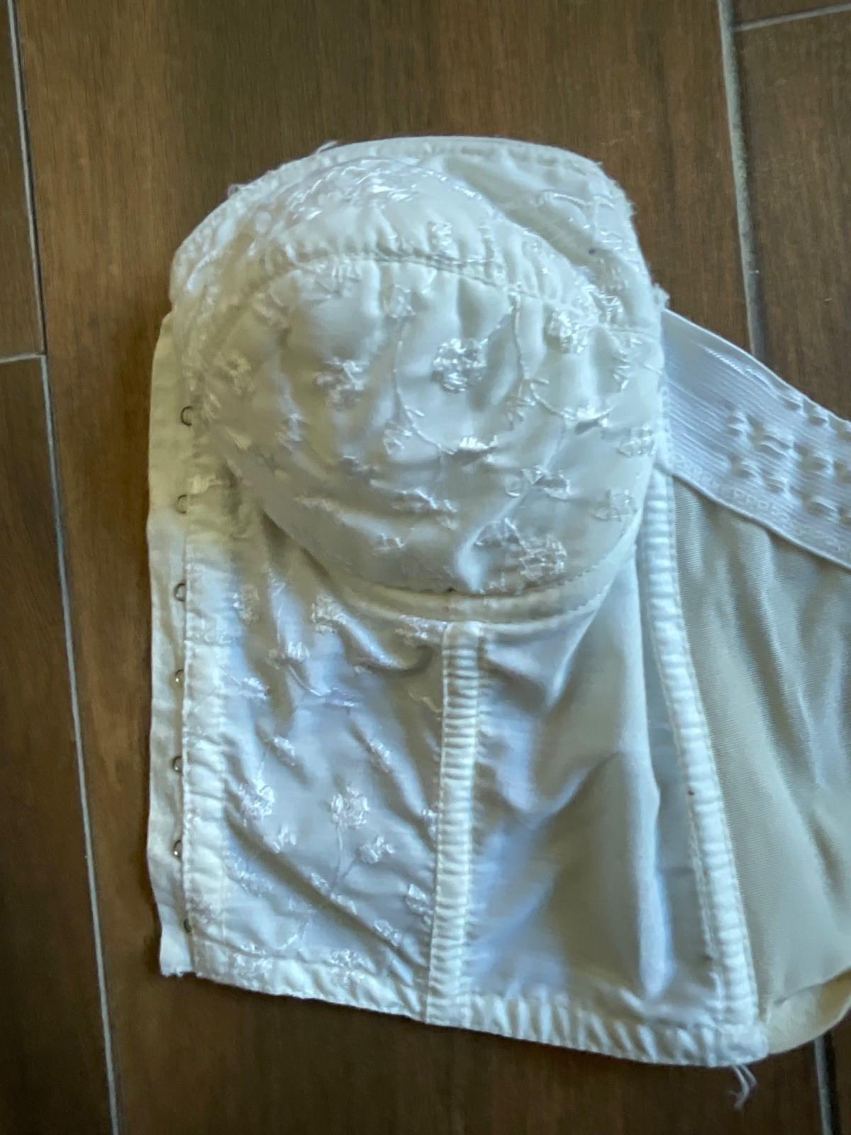 Vintage 50s Pinup Bra White Lace Bustier Hard Padded Cups Underwire Boning 34B