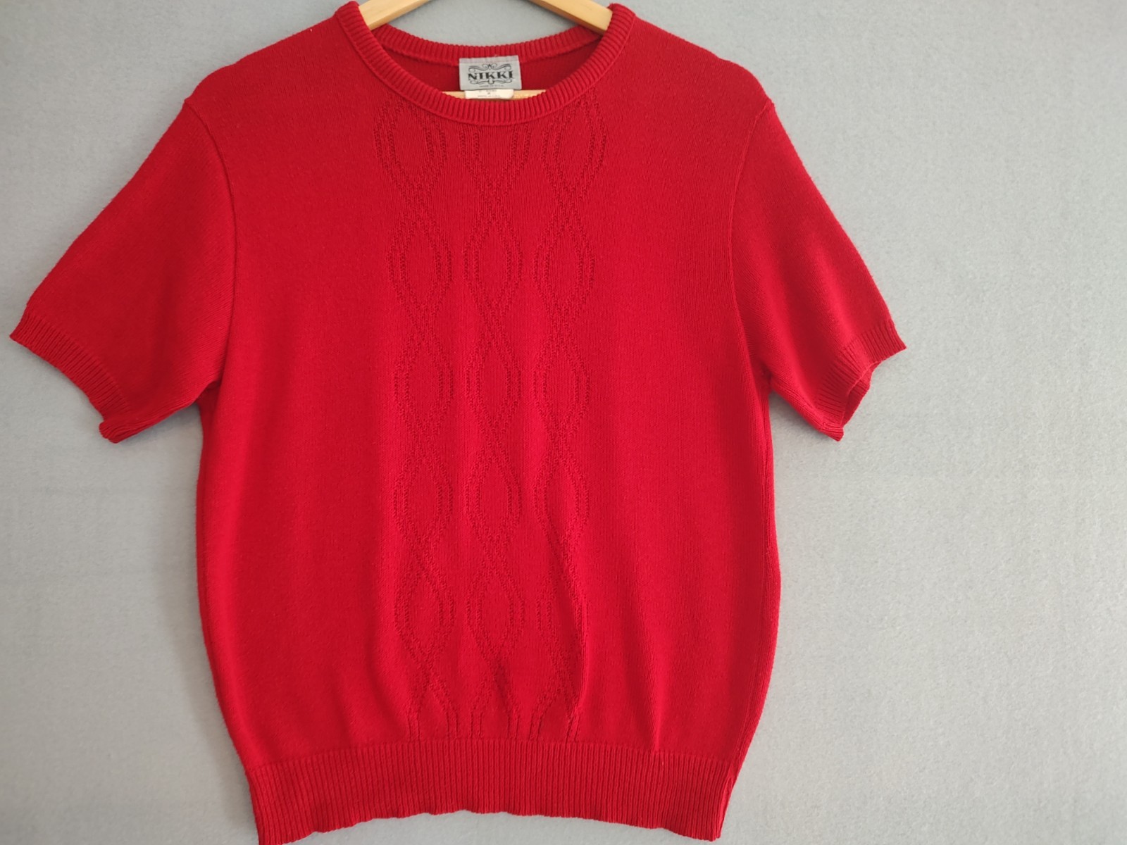 VTG Nikki Short Sleeve Sweater Red W Sz M Made In USA Valentine’s Day Preppy