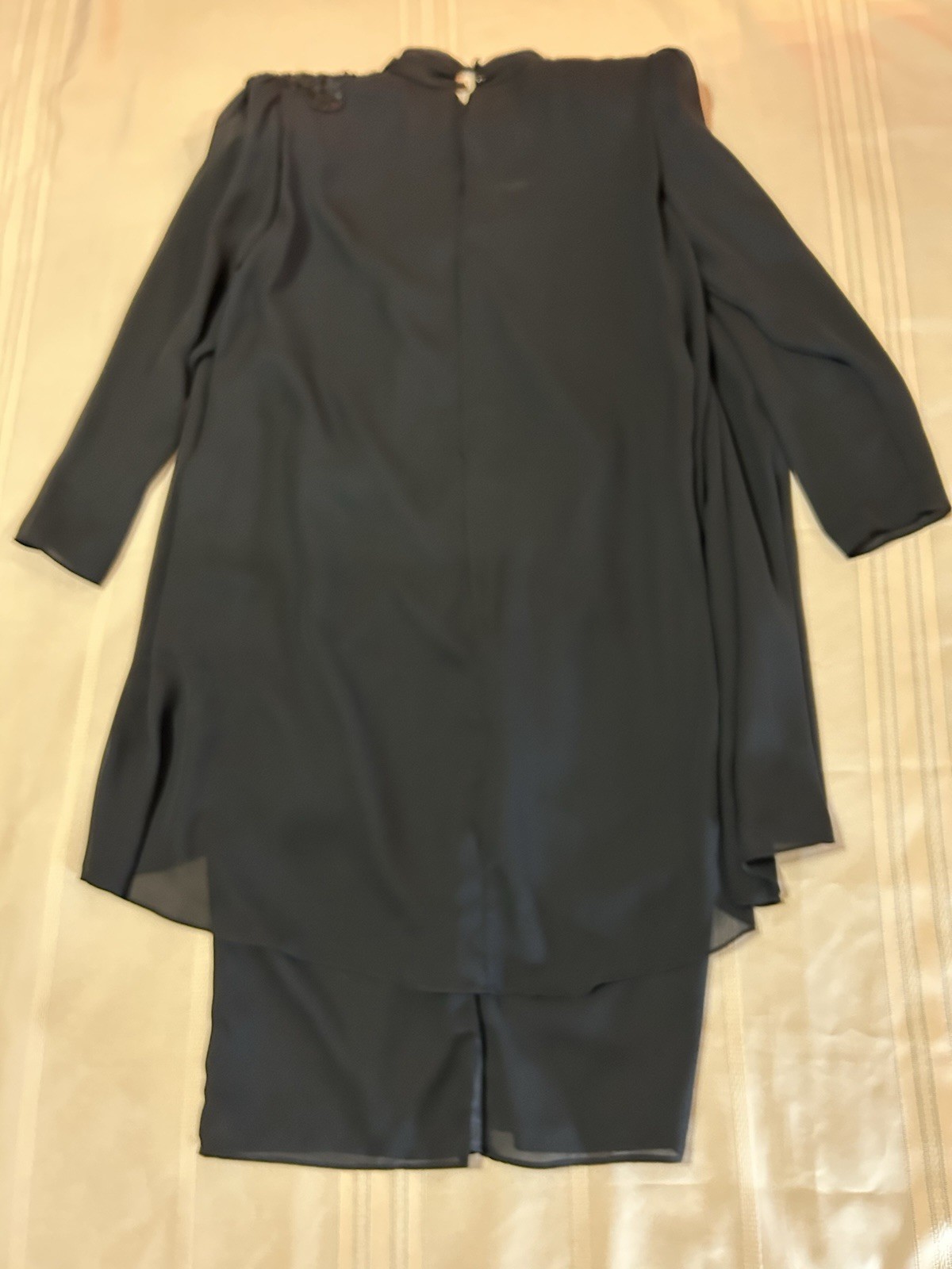 Vintage 80s Black Chiffon Dress With Capulet Beaded Shoulder Size 10 Goth Vampy