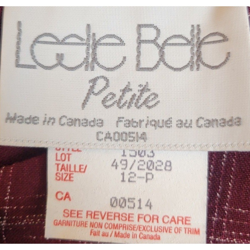 NOS Leslie Belle Dress Vintage 90s Plaid Bodice Midi Career Modest Purple 12P