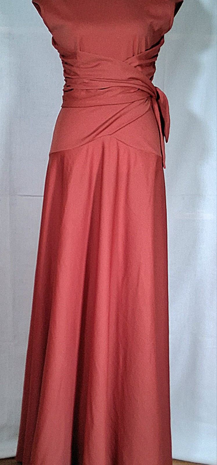 Vintage 70s Unbranded Maxi Terracotta Dress Union Label USA Size SMALL
