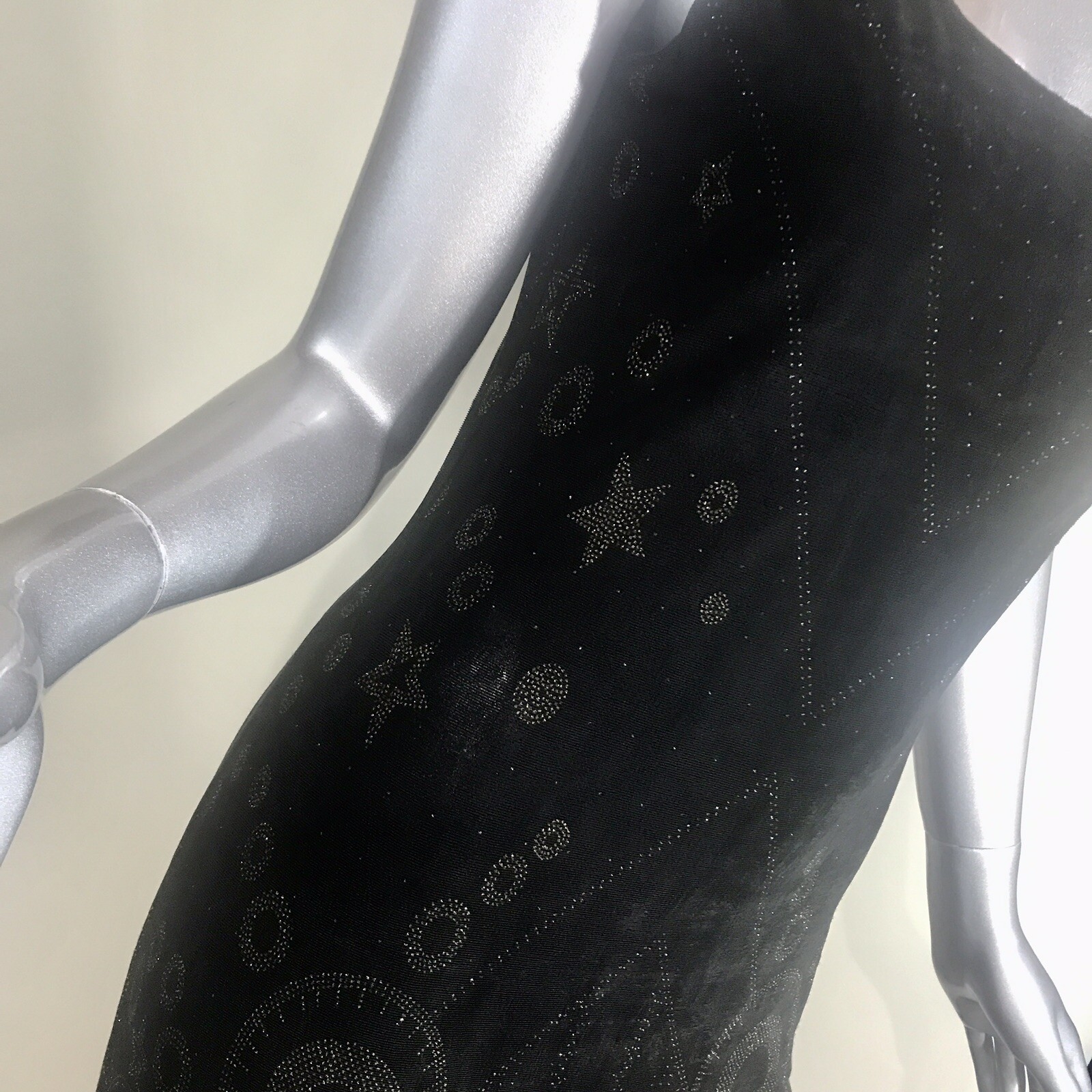 Vintage 90’s Mica Women’s Medium Fitted Black Astrological Stars Abstract Dress