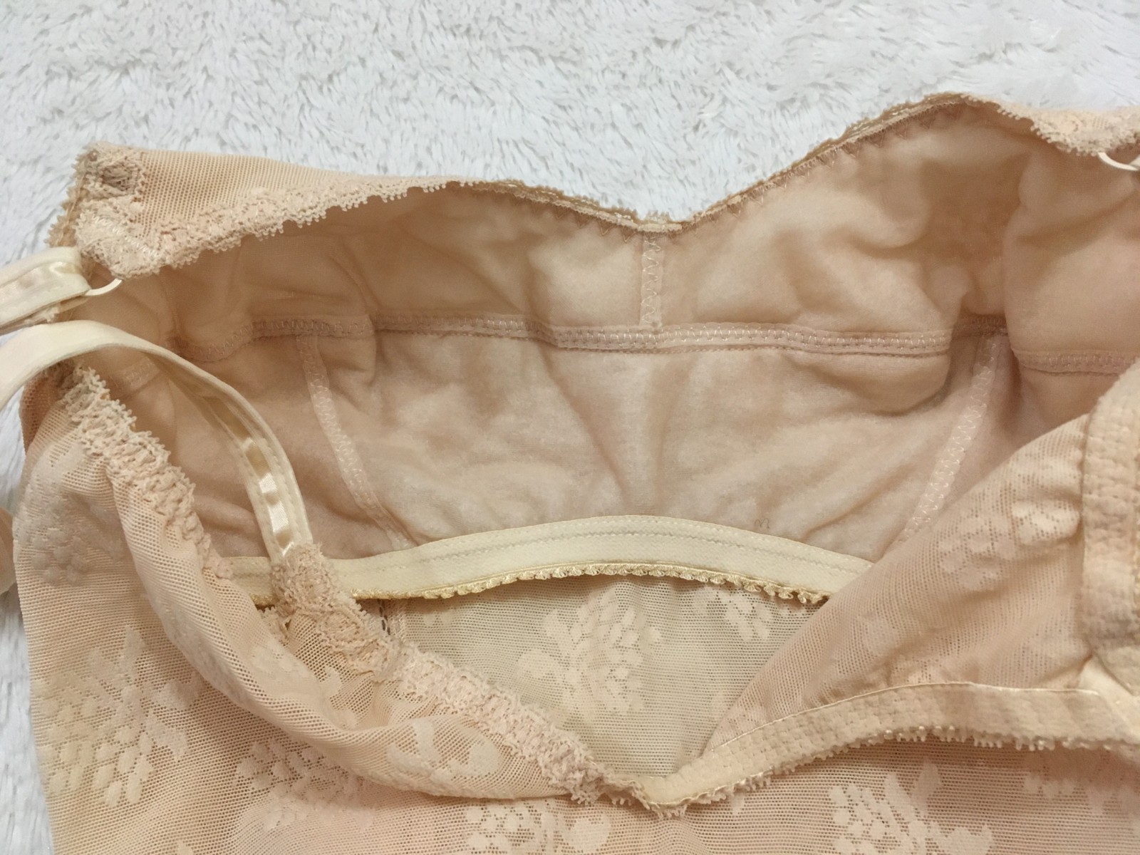 36B Vtg LILY OF FRANCE All in One Girdle Bodysuit Bra Body Shaper Floral RARE