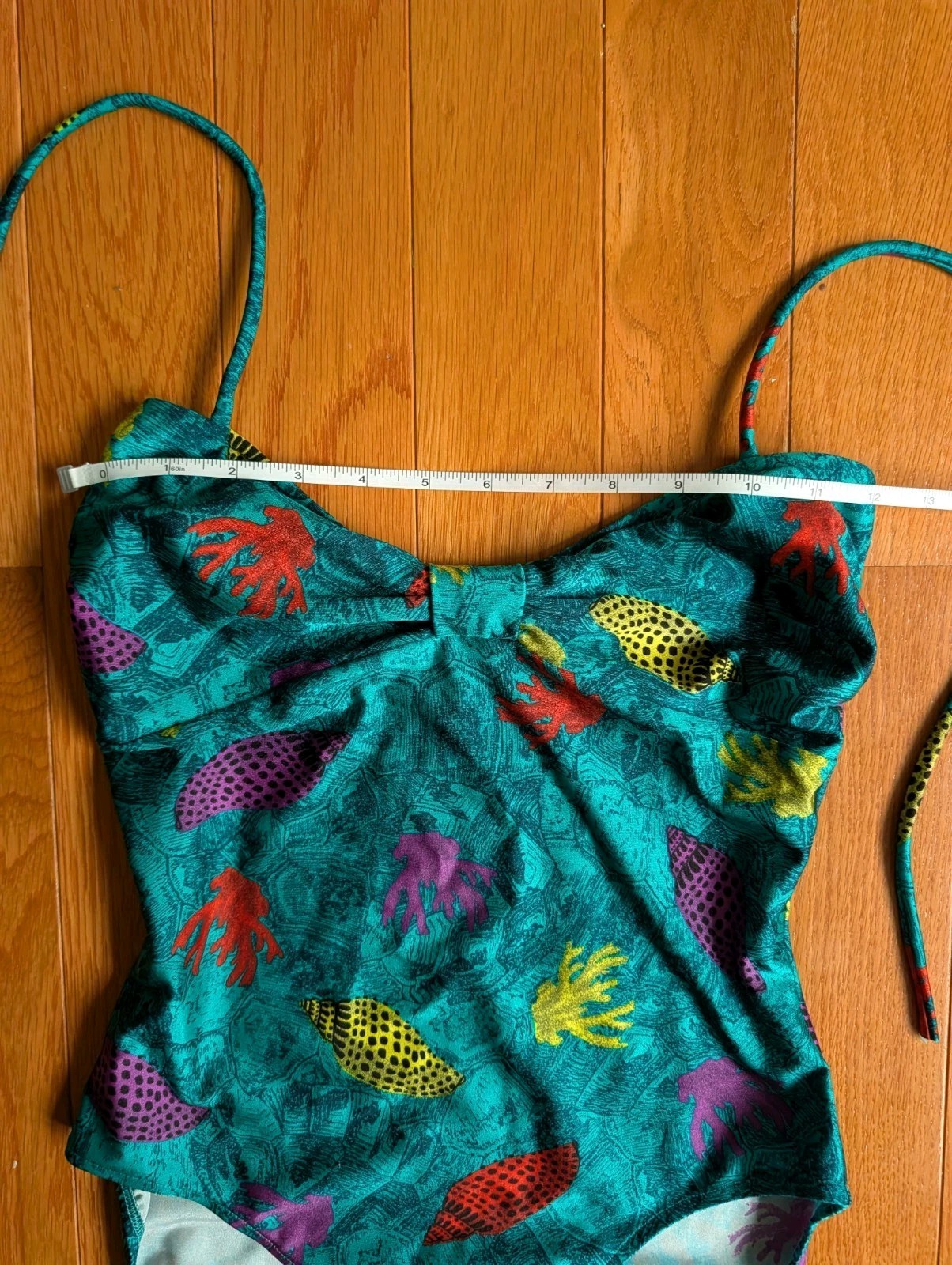 Vintage 90s Gottex Saks One Piece Swim Suit High Leg Marine Print Shelf Bra S