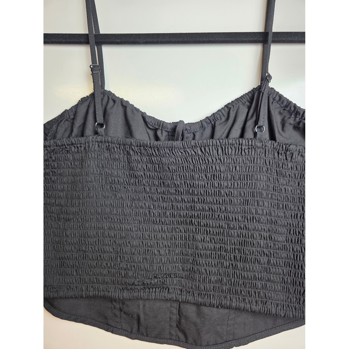 NWT Ambiance Black Poplin Corset Crop Top Size Large Poplin Smocked Back