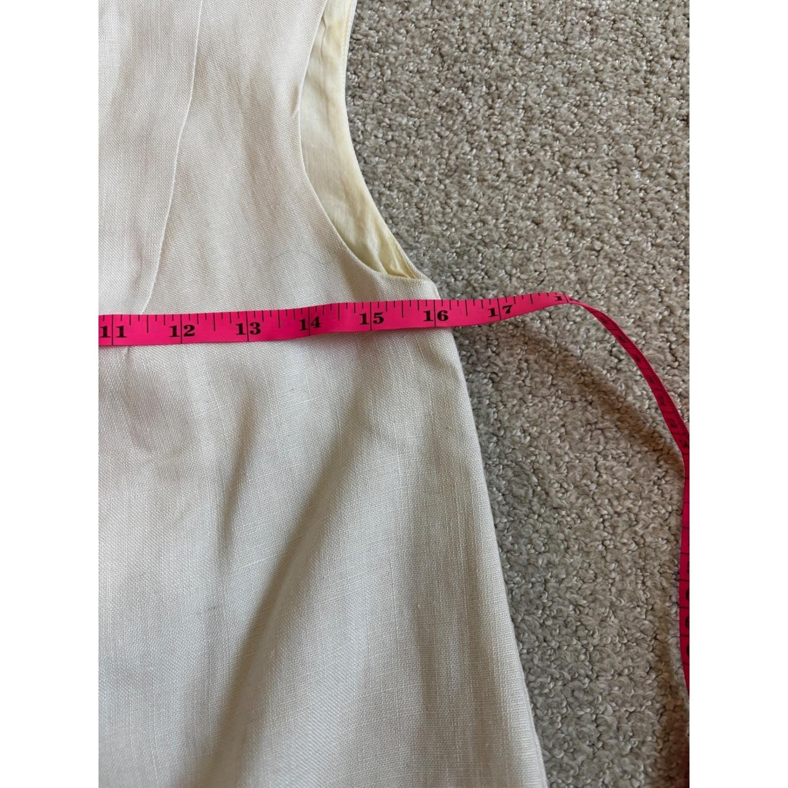 Vintage 60s Linen Tunic Skirt Set Margarets Lubbock Cream Mother of Pearl Mod 4